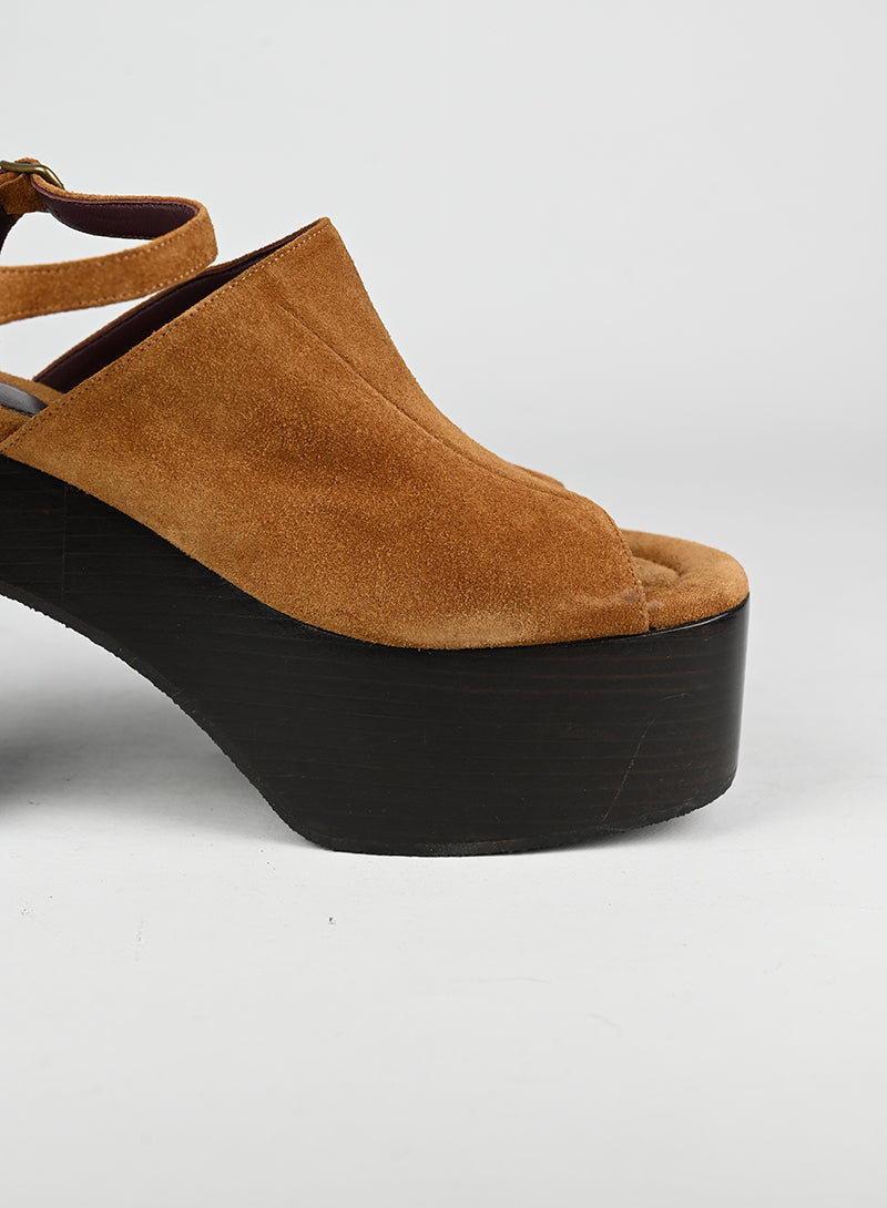 Dries Van Noten Cognac Wedge Shoes Size 39.5 - Stylish Platform Sandals for Women | Perfect for Summer Outfits, Beach Vacations & Evening Events