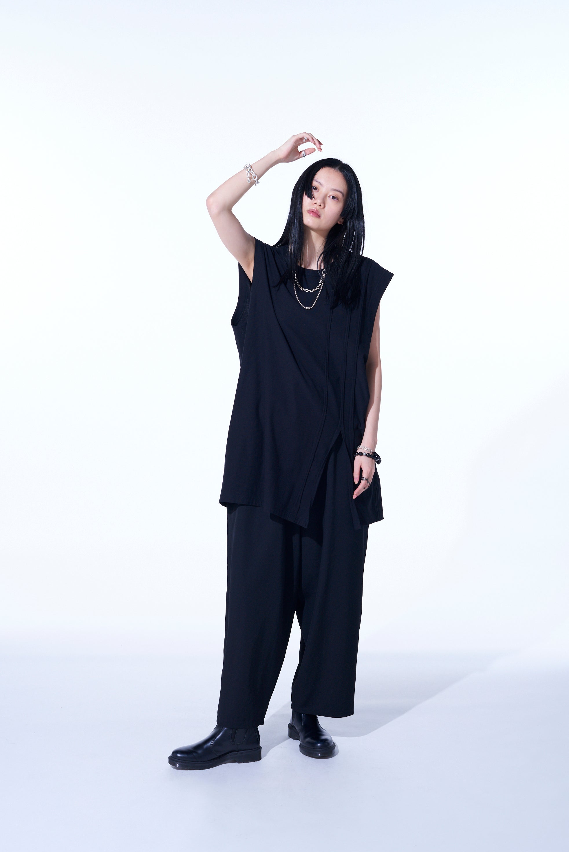Soft Cotton Jersey Vertically Grafted Sleeveless Top with Hem Slit - Women's Casual Summer Tank Top for Beach, Travel & Everyday Wear