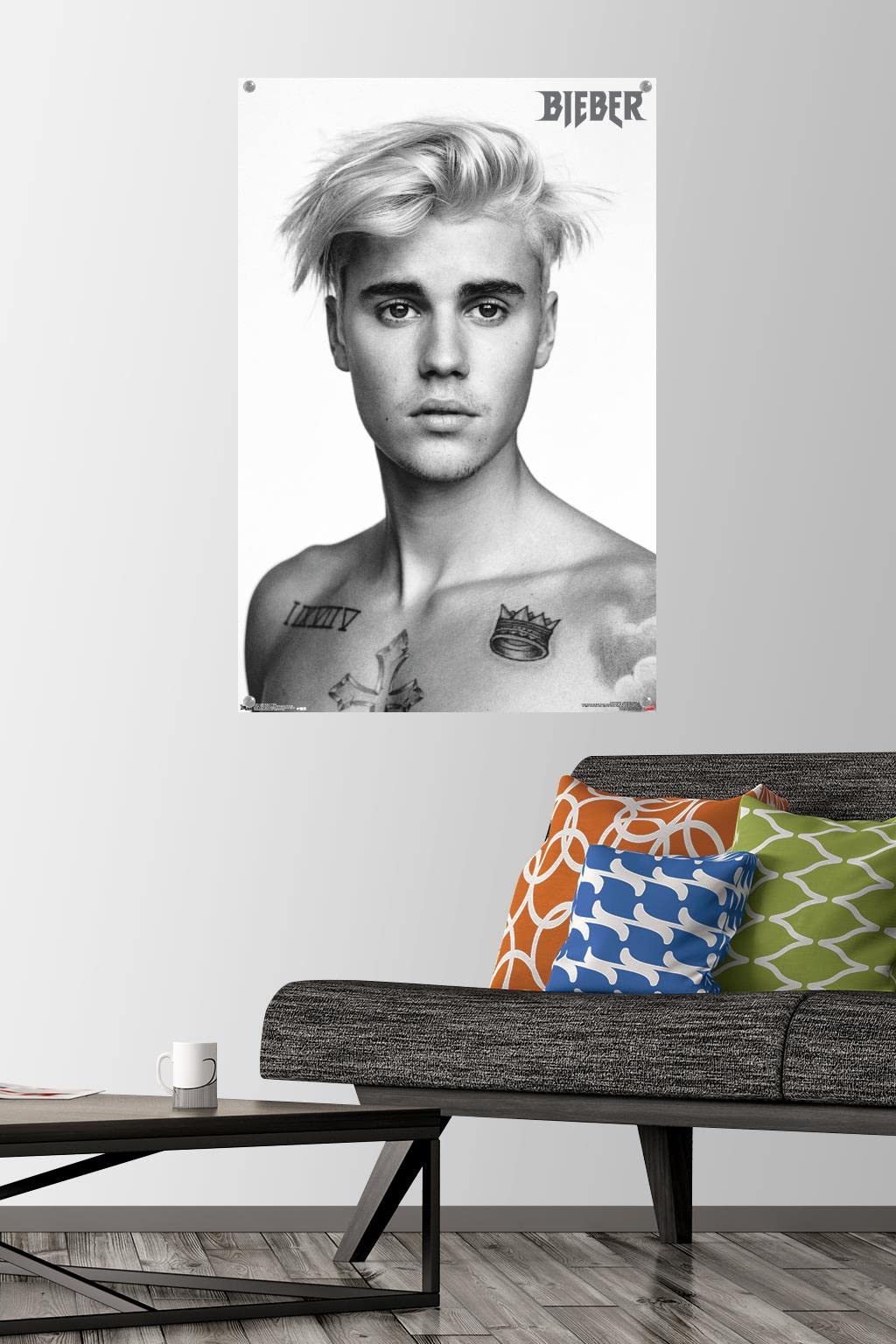 Trends International Justin Bieber Wall Poster - Premium Quality 24x36 Inch Celebrity Poster for Room Decor, Teen Bedroom, Dorm Room & Music Fan Gifts - Includes Push Pins for Easy Hanging