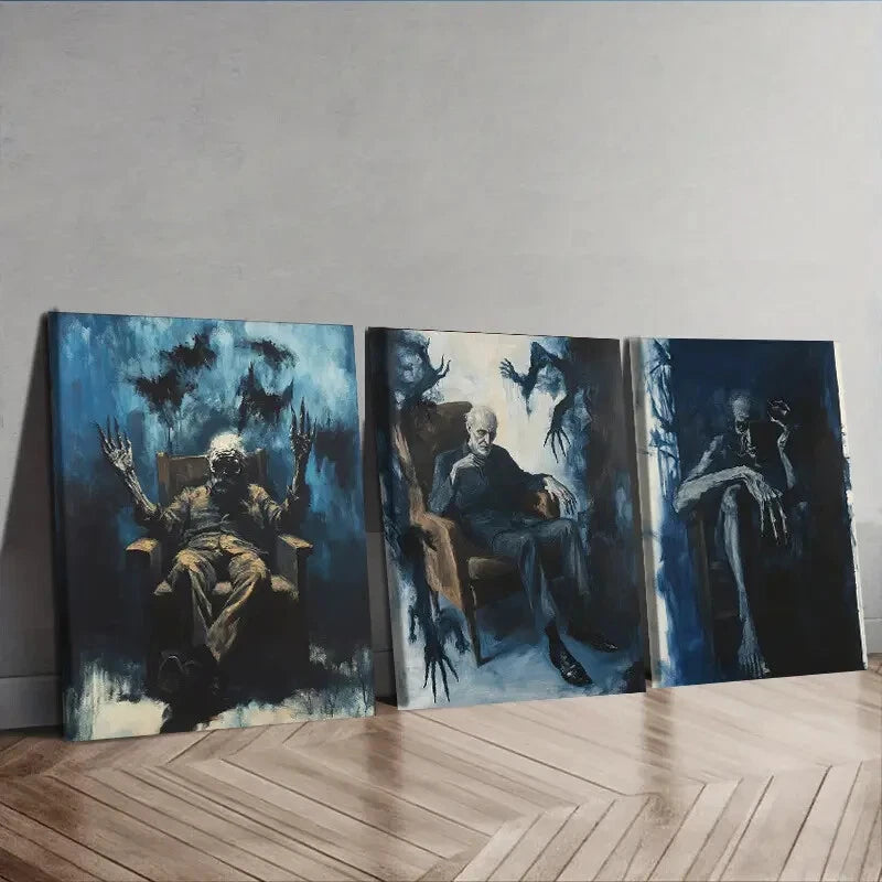 3-Piece Dark Themed Wall Art Canvas Set - Decadent Man Series (40x60cm Framed) | High Quality Australian Made Prints | Ready to Hang | Perfect for Living Room, Bedroom & Office Decor