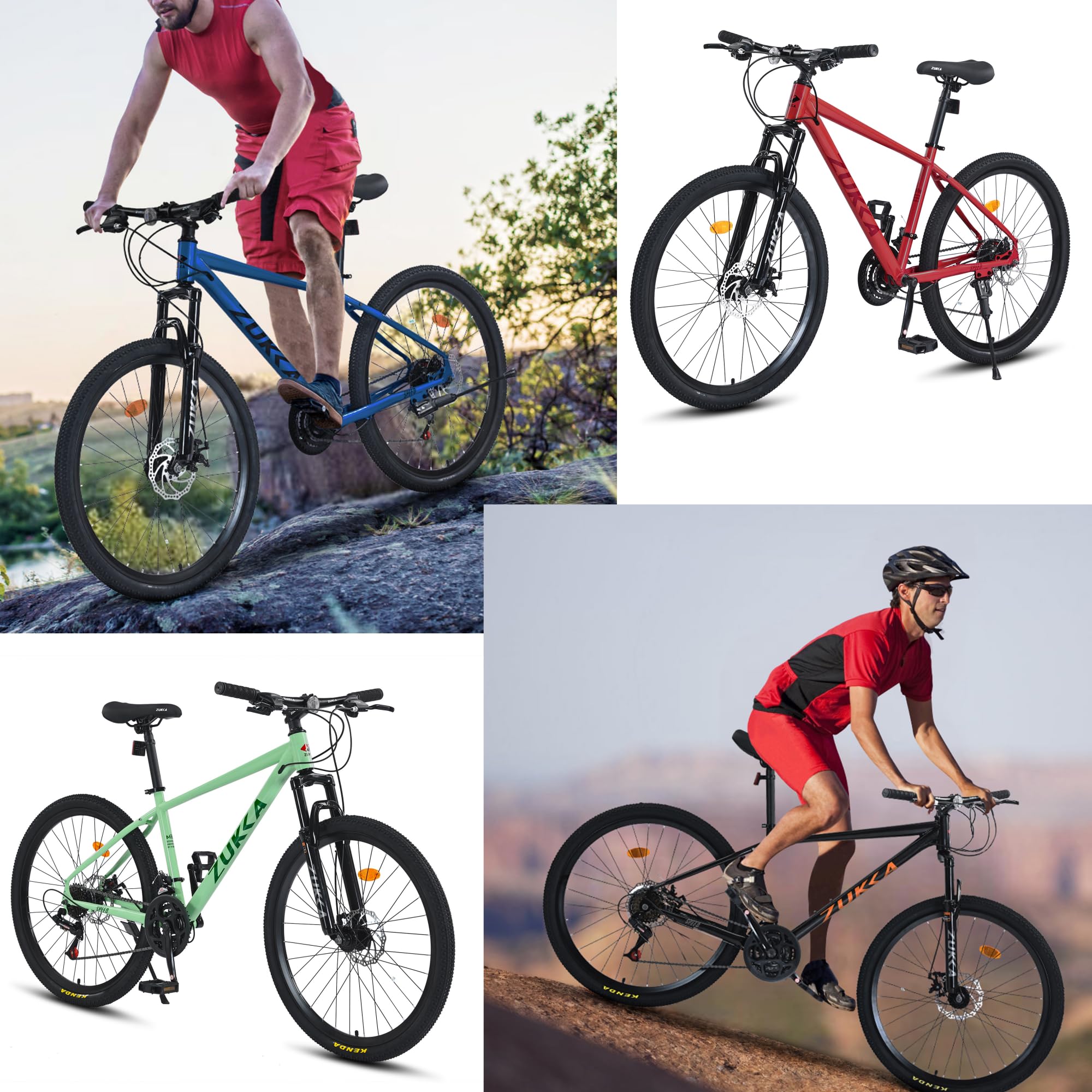 26 Inch Mountain Bike for Adults - 24 Speed Suspension Bicycle with Lightweight Aluminum Frame & Dual Disc Brakes - Hybrid Road & Trail Bike for Men & Women - Perfect for Commuting, Off-Road Adventures & City Riding (Multiple Colors Available)