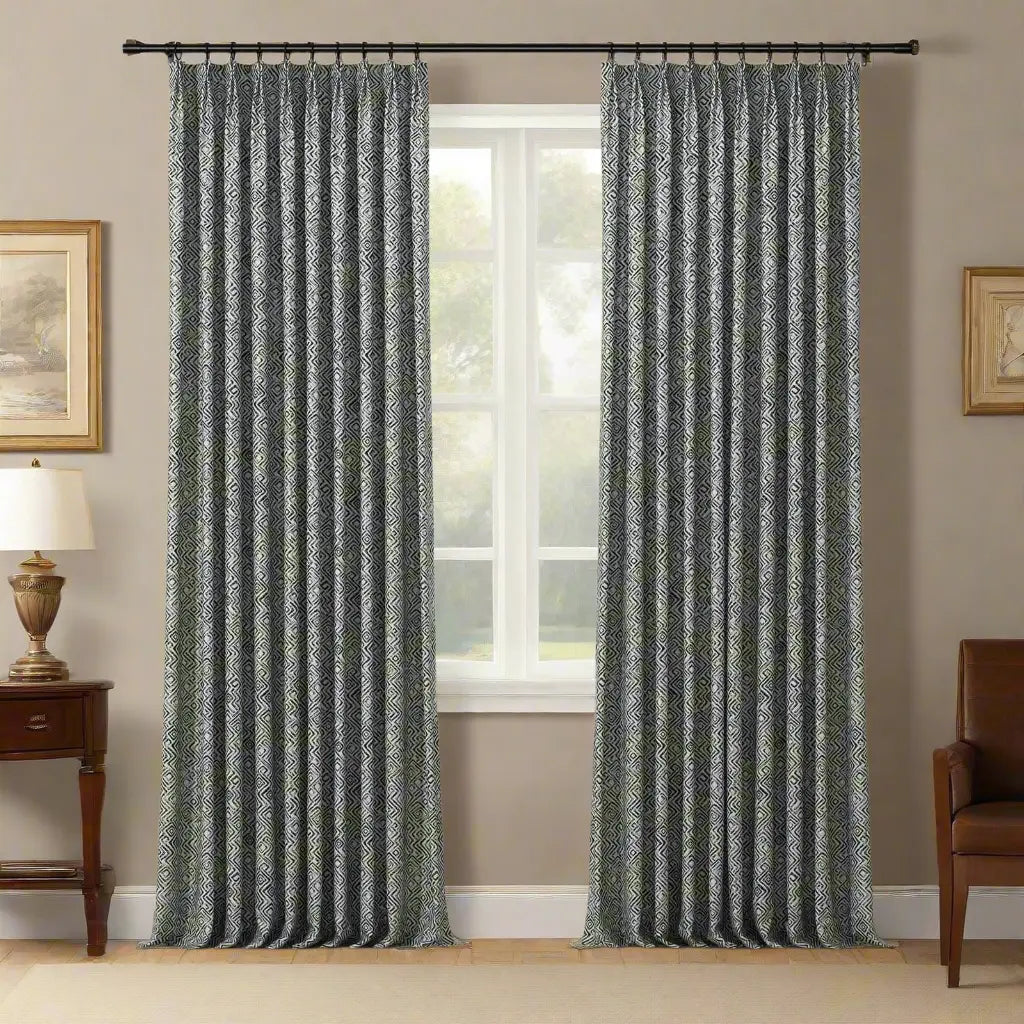 Lydia Scroll Jacquard Pleated Curtains - Elegant Blackout Drapes for Living Room, Bedroom & Office - Premium Textured Window Treatments for Home Decor