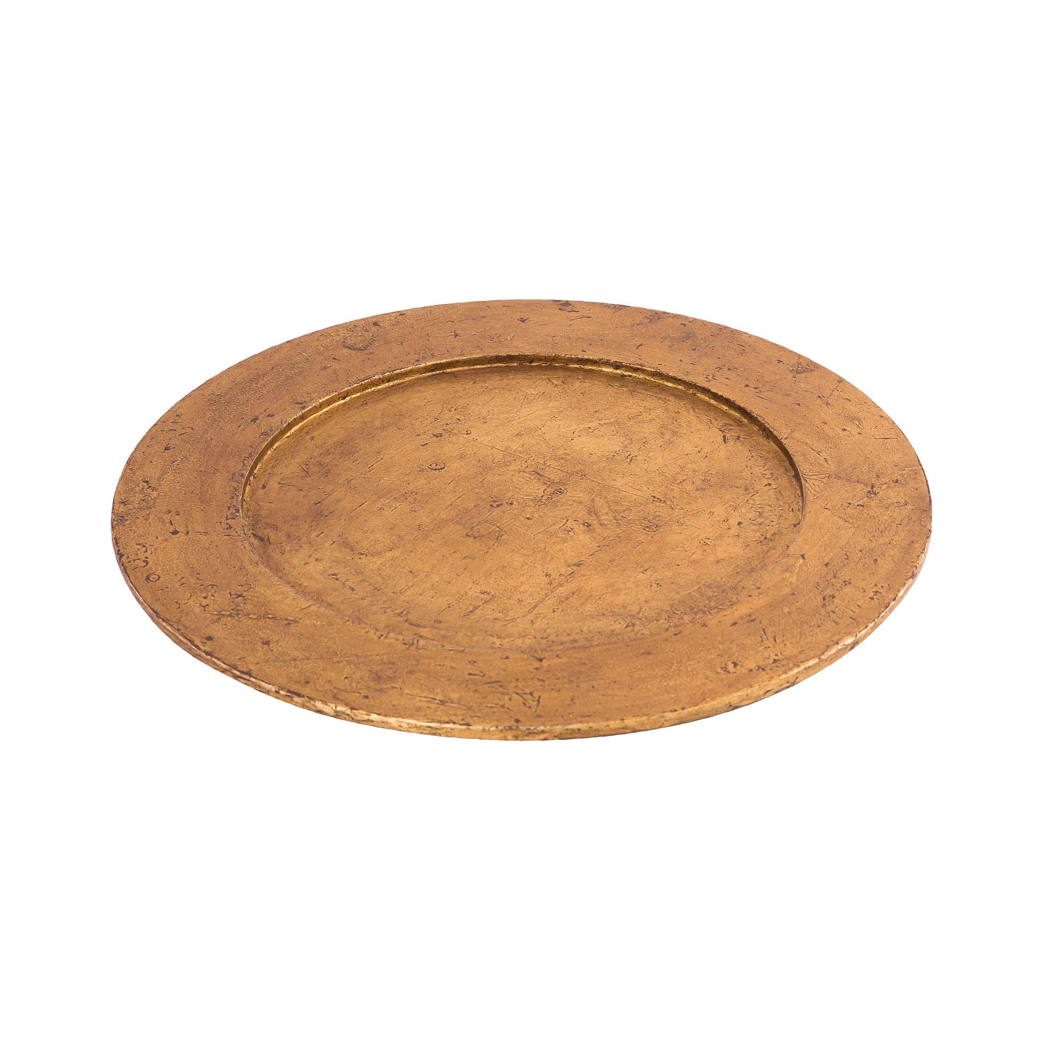 Elk Lighting CHARGER014 Antique Gold Plate Charger - Decorative Charger Plate for Dining Table Centerpiece, Wedding Decor, and Holiday Table Setting