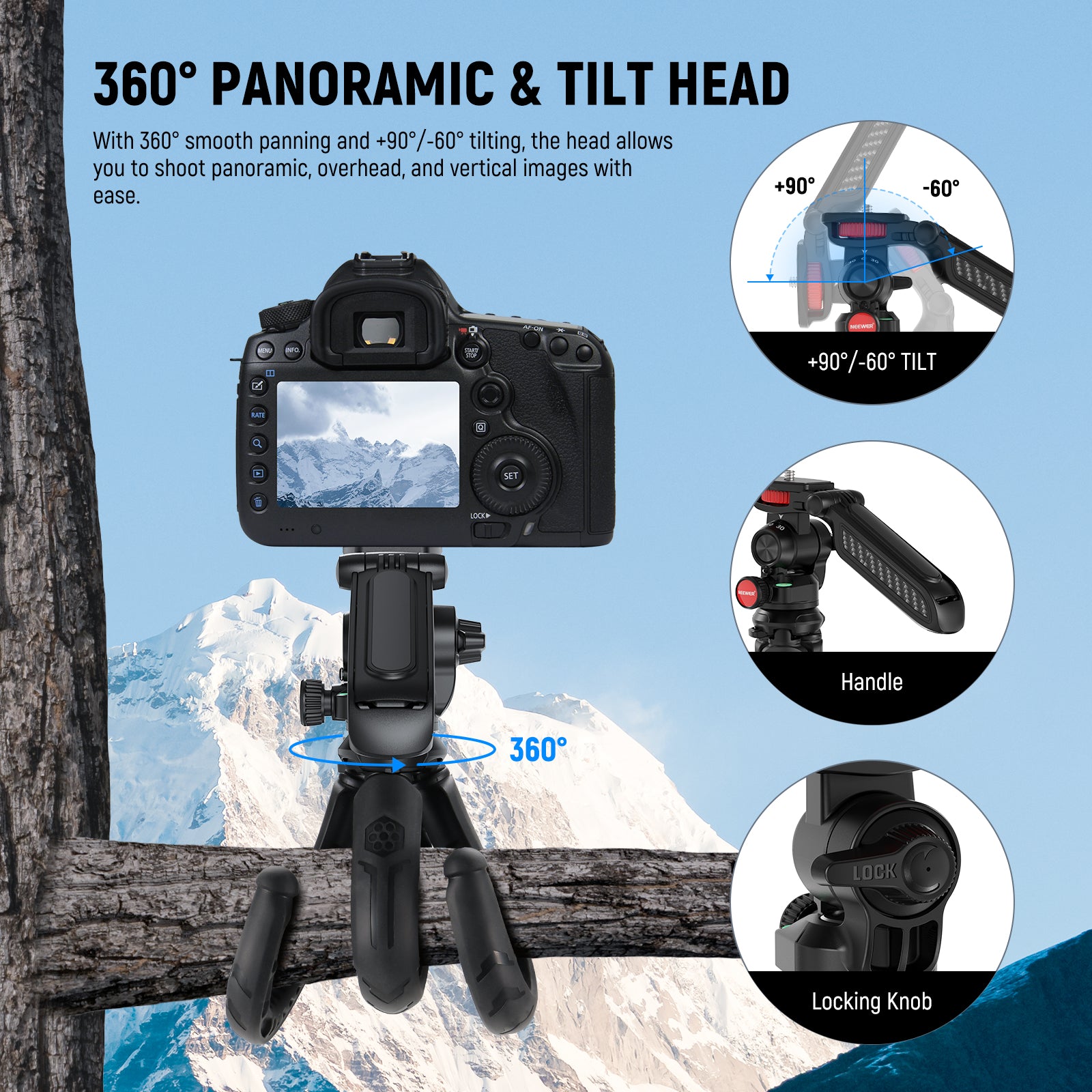 NEEWER TP36 Flexible Mini Tripod Stand with Wireless Remote - Portable Phone & Camera Tripod for Vlogging, Photography, Travel, and Live Streaming
