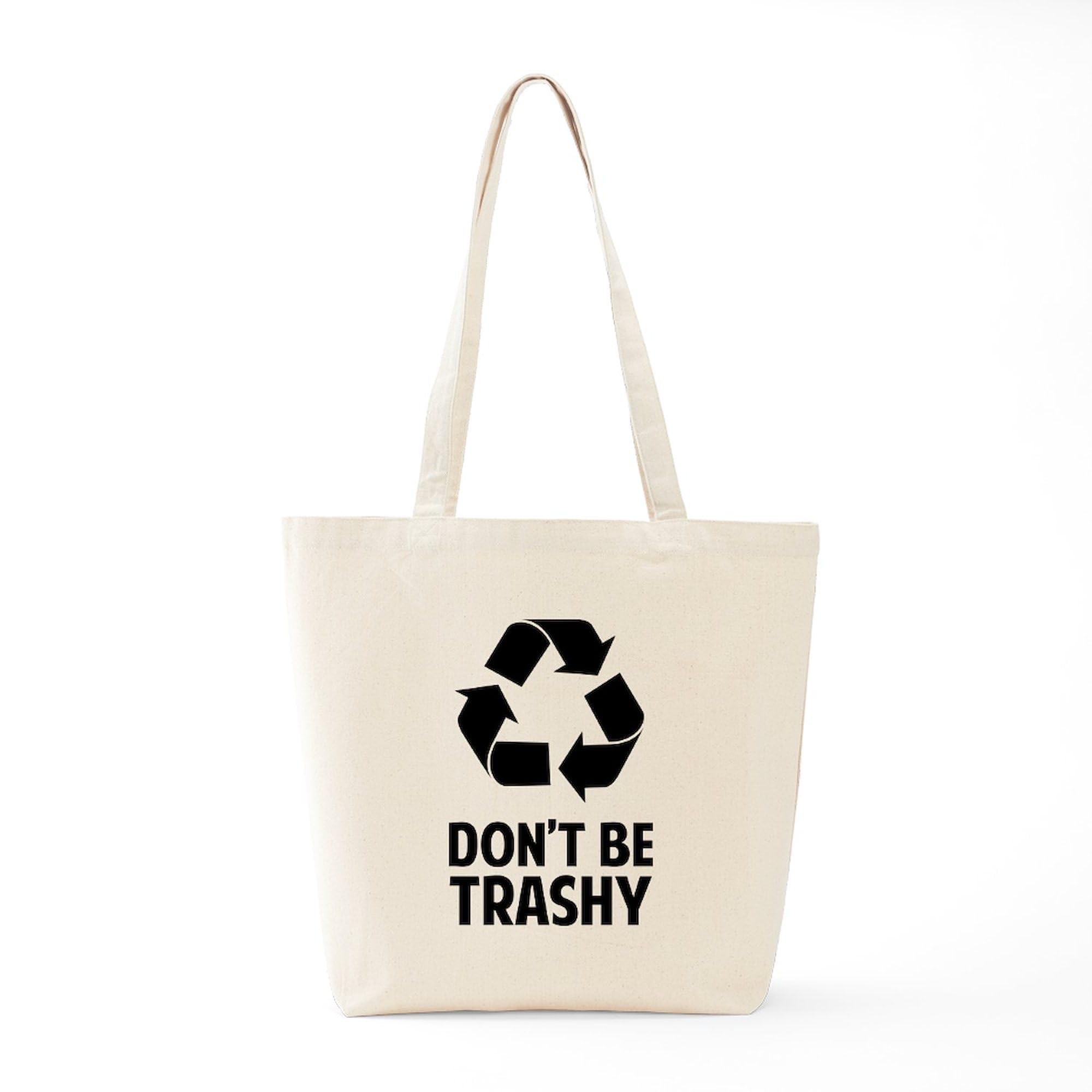Eco-Friendly Don't Be Trashy Canvas Tote Bag - Reusable Natural Cotton Shopping Bag for Groceries, Beach & Daily Use