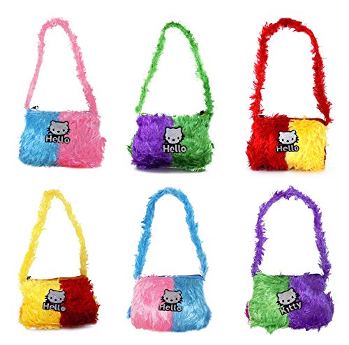MAJIK Soft Fabric Sling Bag for Kids & Girls - 6 Pack Multicolor Crossbody Purse for Coins, Keys, Accessories, Makeup & Candy | Perfect for School, Travel & Everyday Use