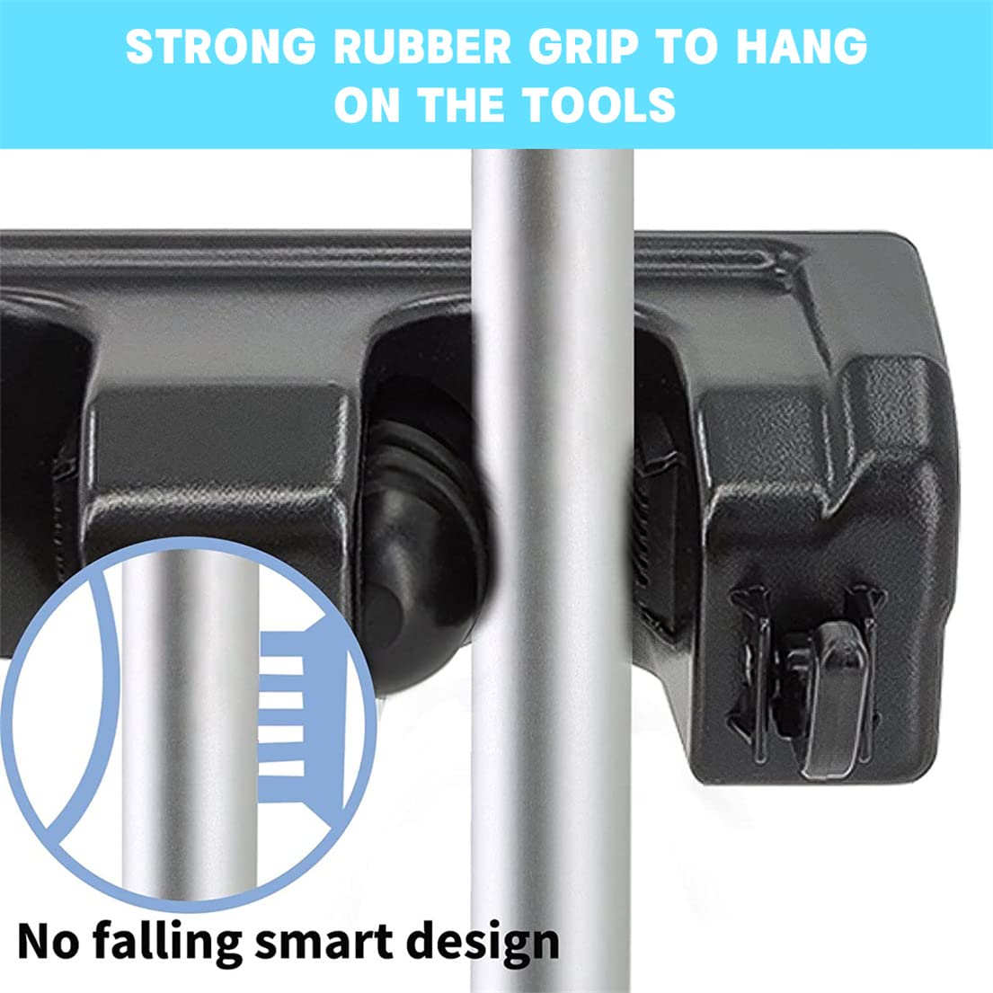 Heavy Duty Wall Mount Broom Holder with 3 Grippers & 4 Hooks - Mop and Broom Organizer for Garage, Utility Room, Garden Tool Storage - Space Saving Home Organization Solution for Cleaning Supplies
