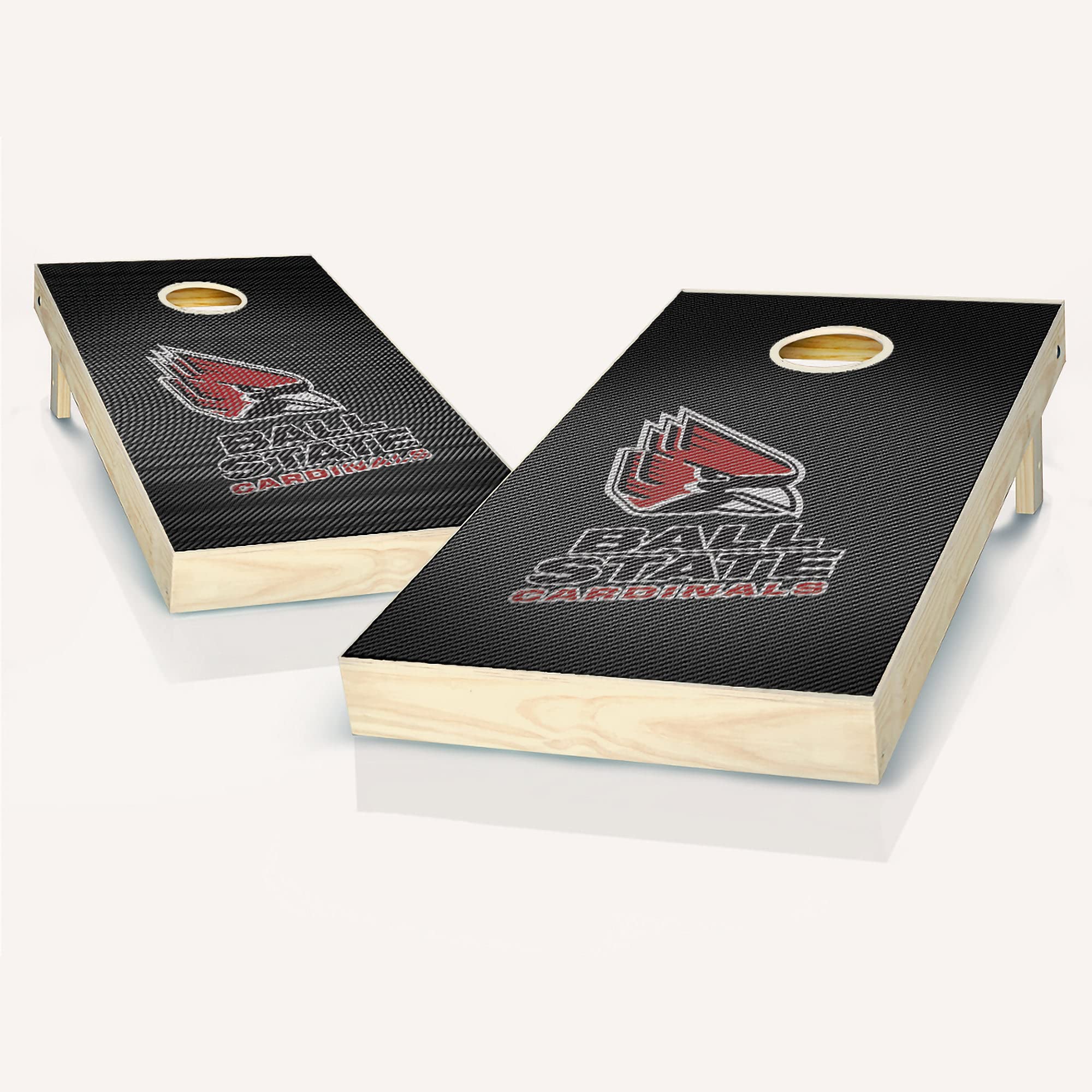 Premium Wooden Cornhole Game Set with 2 Slanted Boards & 8 Bean Bags - Official Ball State Team Colors - Perfect for Tailgating, Backyard BBQs, and Outdoor Parties