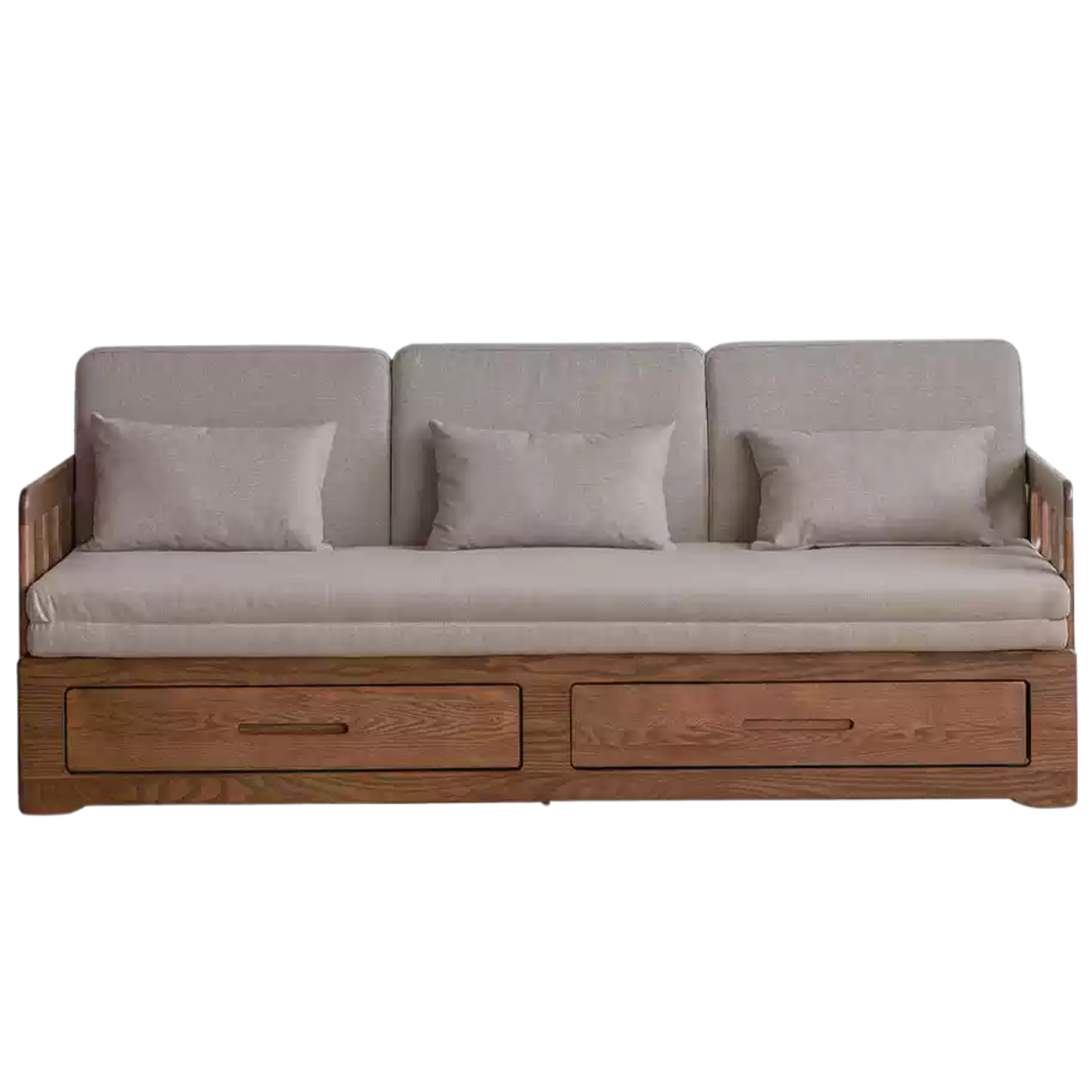 Solid Oak Wood Folding Sofa Bed with Storage | Convertible Guest Bed & Space-Saving Furniture for Small Apartments, Living Rooms & Home Offices
