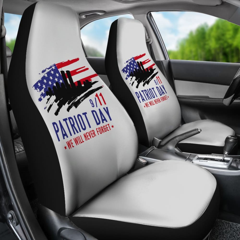 09.11 Patriot Day We Will Never Forget Car Seat Covers - American Flag Tribute Auto Accessories for Trucks & SUVs - Perfect for Memorial Day, Veterans Day & Patriotic Events