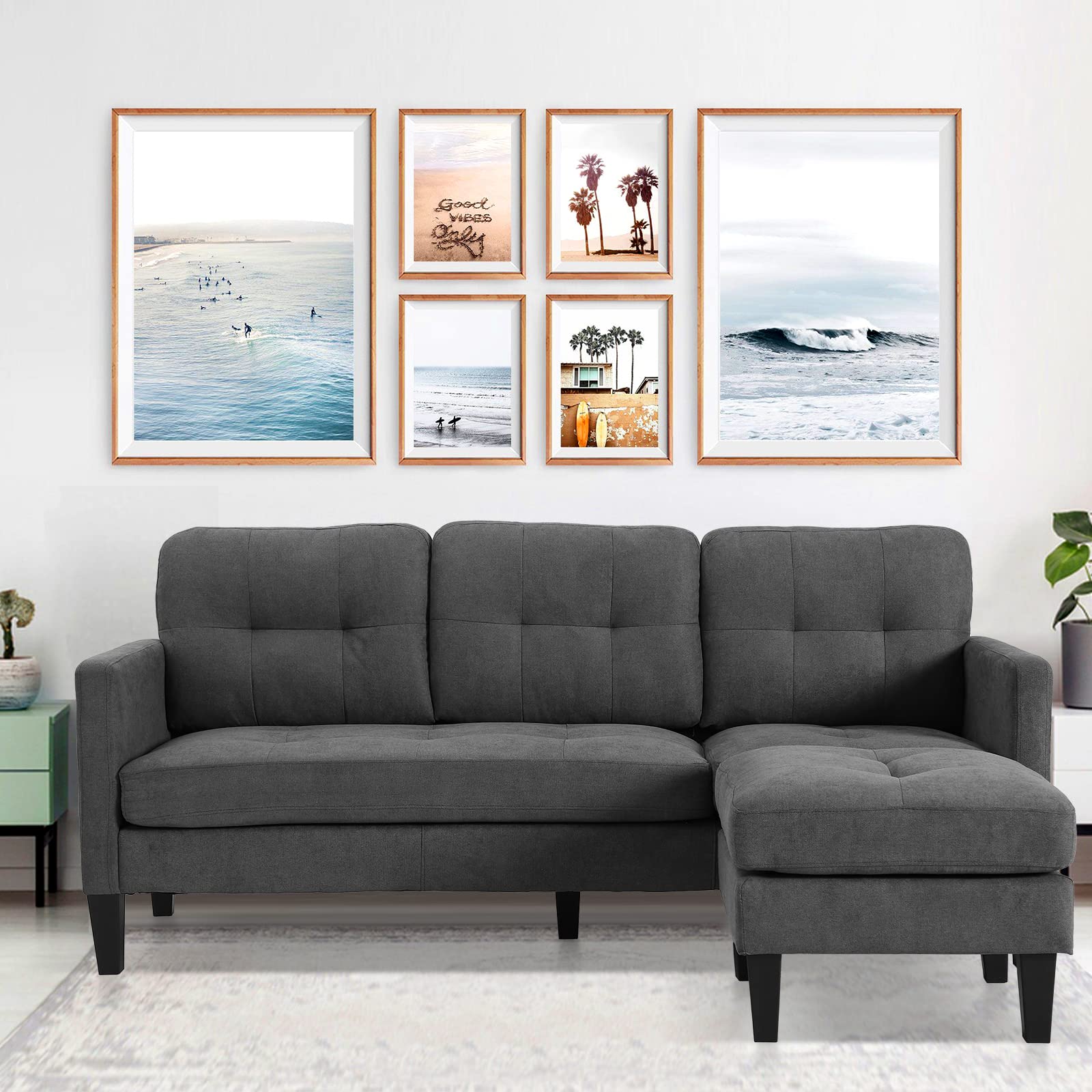 Modern Adjustable L-Shaped Sofa Set - Nordic Style Sectional Couch with Storage for Small Spaces, Grey - Perfect for Apartments, Living Rooms & Home Offices