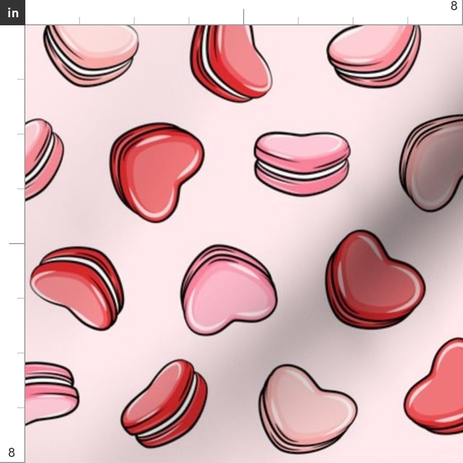 Heart Macarons Valentine's Day Printed Cotton Fabric - Pink Hearts Love Cookies Design on Petal Signature Cotton, Fat Quarter for Sewing, Quilting, Apparel & Crafts | Perfect for DIY Valentine Gifts, Home Decor & Fashion Accessories