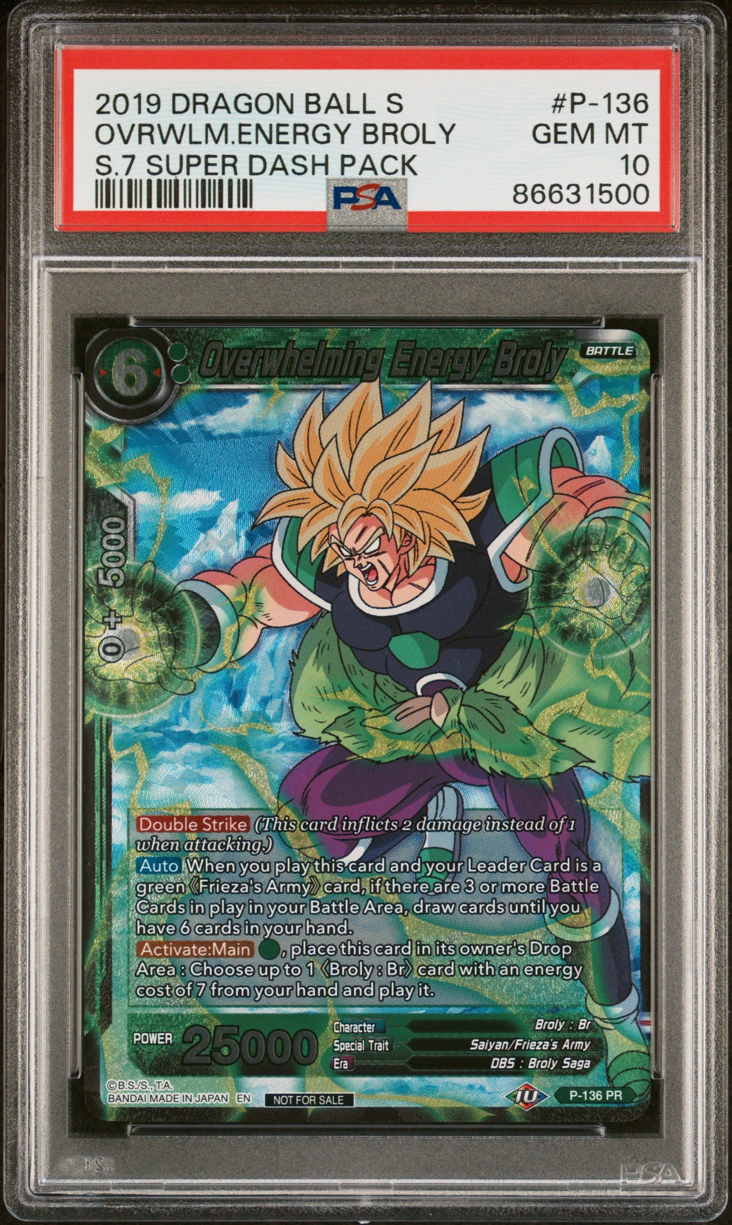 2019 Dragon Ball Super Overwhelming Energy Broly #P136 PSA 10 Graded Card - Perfect for Collectors, Anime Fans & Investment - Display in Home, Office or Gaming Room