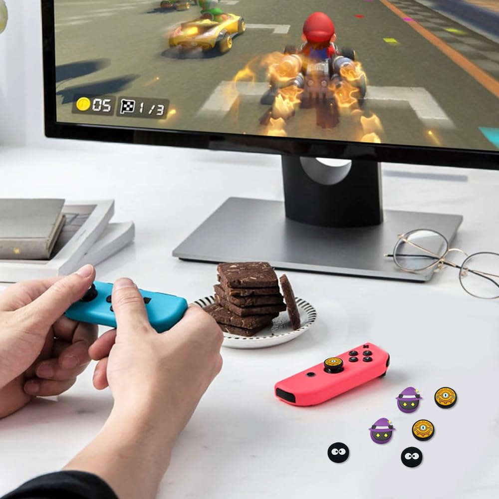 6-Piece Silicone Joystick Caps for Nintendo Switch Joy-Con - Analog Thumbstick Grips & Protective Cover Set - Perfect for Gaming, Travel, and Controller Protection
