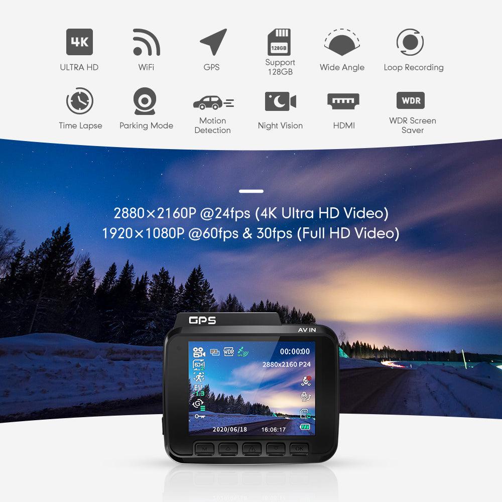 AZDOME GS63H 1CH 4K Dash Cam with Super Night Vision - HD Recording for Cars, Trucks & Night Driving Safety
