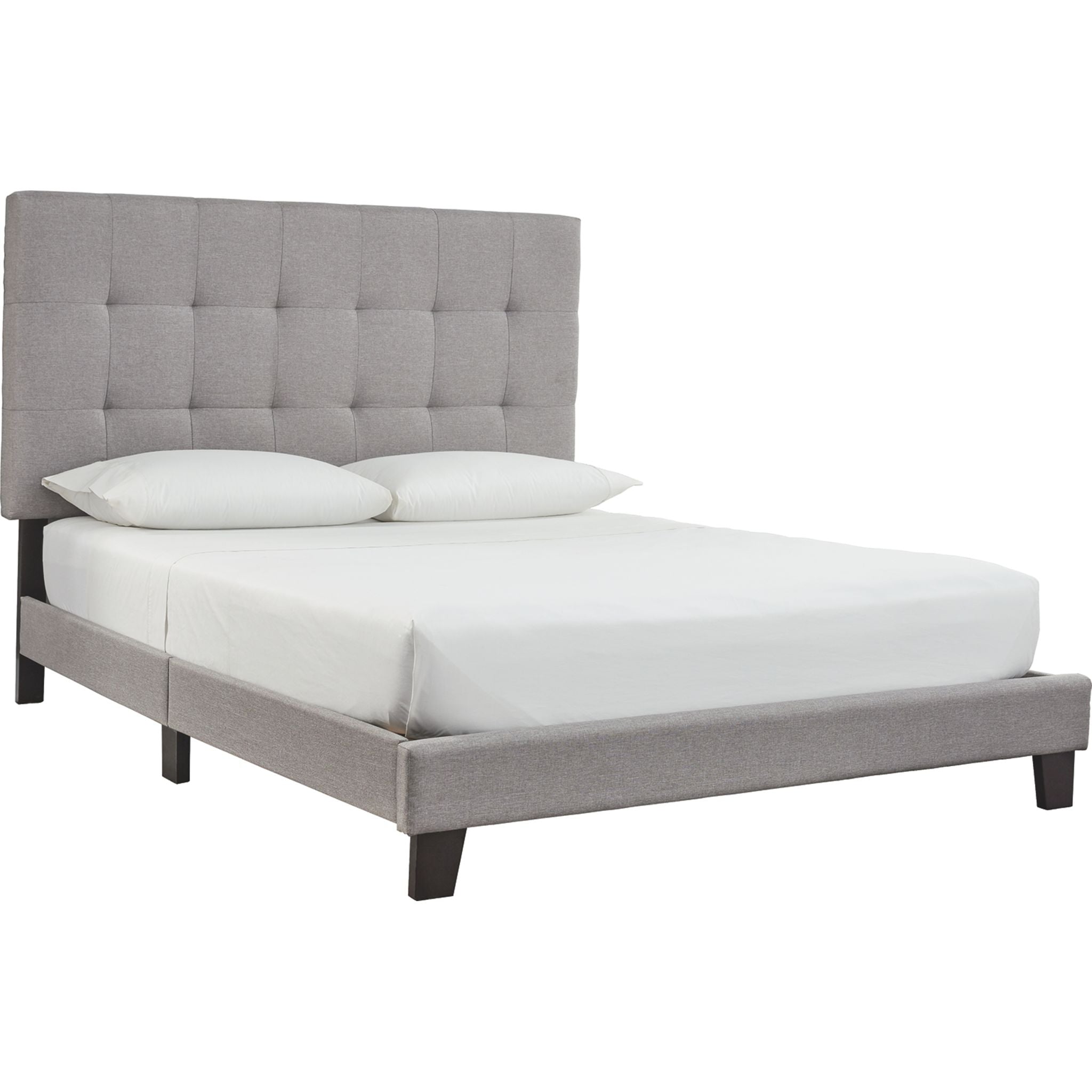 Adelloni Queen Size Bed Frame with Headboard - Modern Gray Upholstered Platform Bed for Bedroom, Living Room, or Guest Room
