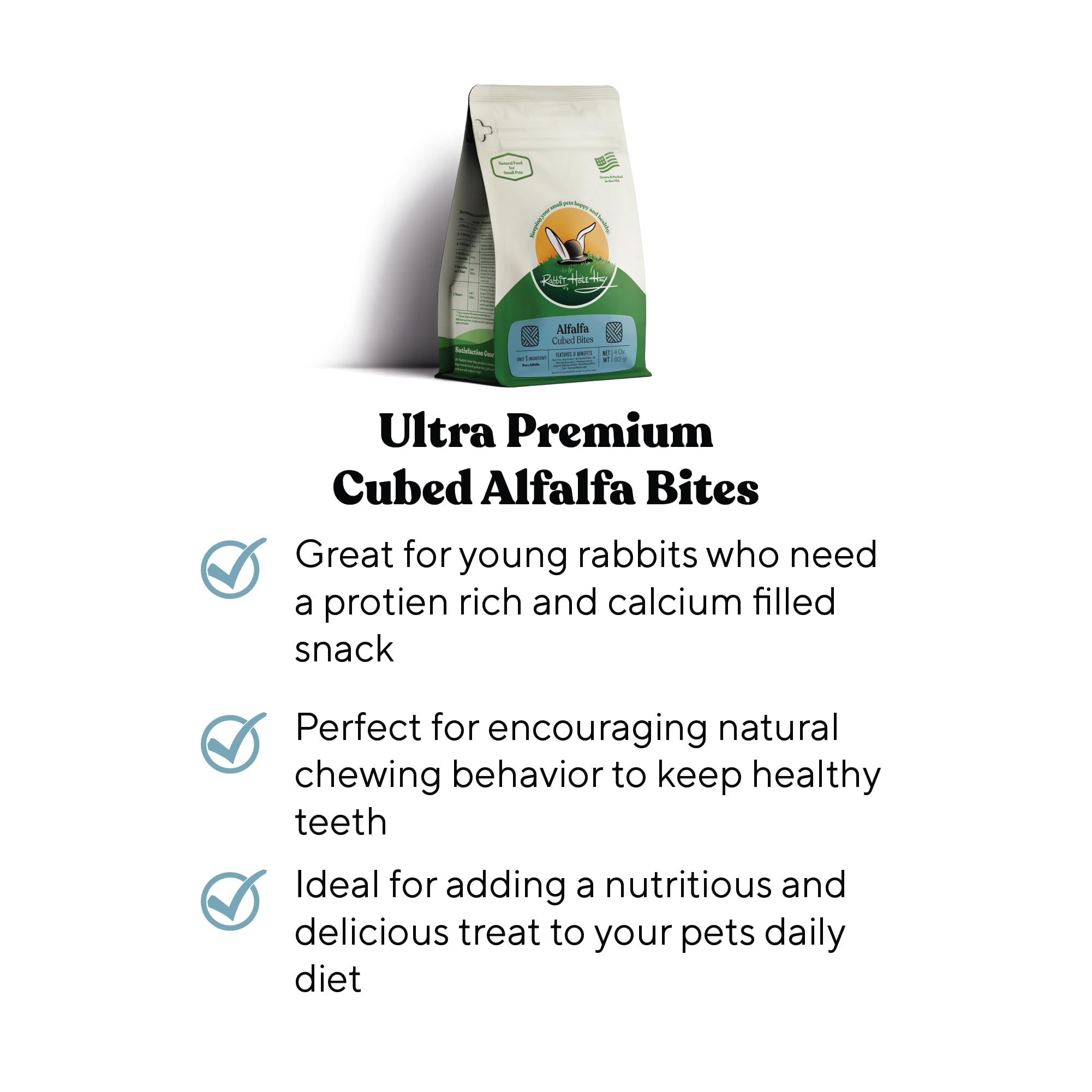 Premium All Natural Alfalfa Hay Cubes for Rabbits, Guinea Pigs & Small Pets - 40 lb Bulk Compressed Feed - High Fiber Nutrition for Digestive Health - Perfect for Daily Feeding & Cage Bedding