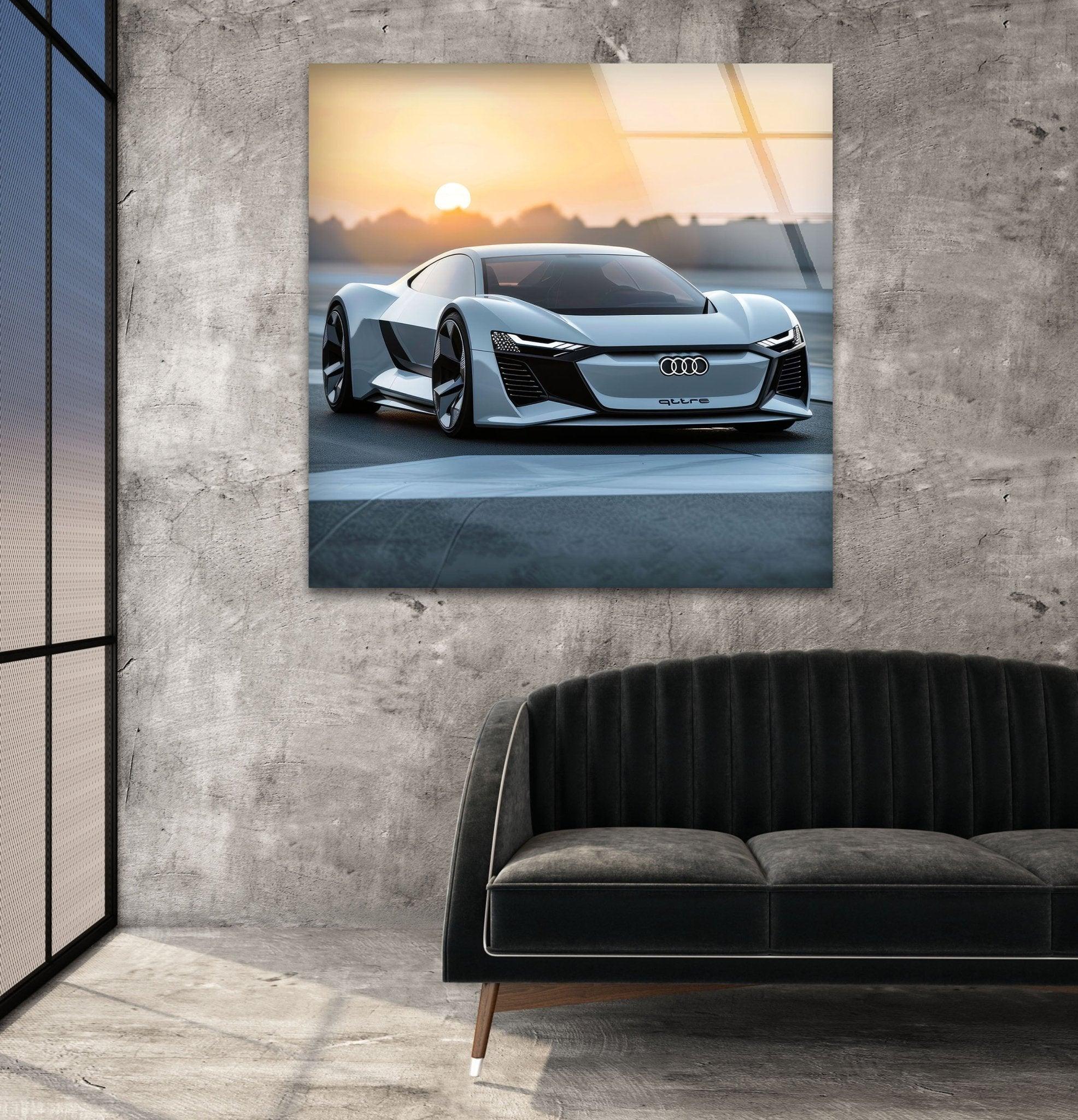 Audi Car Glass Wall Art - Premium Automotive Decor for Home & Office - Perfect for Car Enthusiasts & Gift Giving