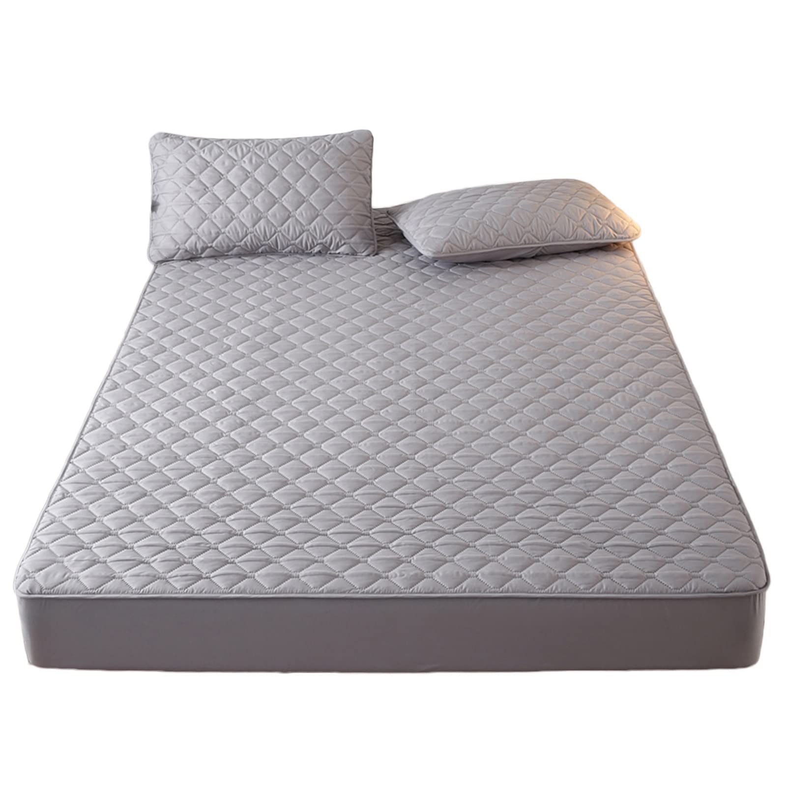Premium Queen Size Mattress Protector - Ultra Soft, Breathable, Deep Pocket Fitted Sheet for Home, Hotel & Apartment - 120x190cm (5 Colors, Gray) - Perfect for Allergy Relief, Spill Protection & Enhanced Sleep Comfort