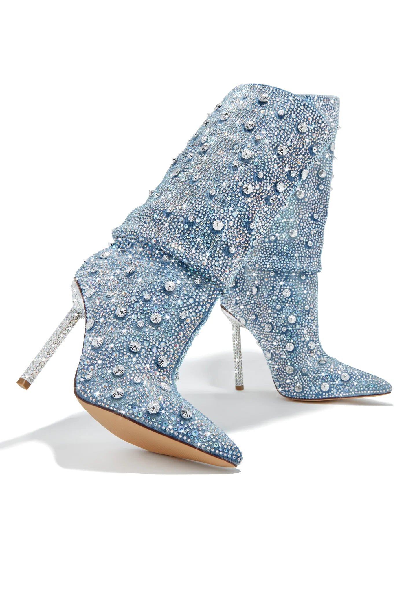 Women's Chelsea Embellished Denim Boots - Stylish Ankle Boots with Rhinestone Decor for Casual Outfits & Night Out | Perfect for Fall Fashion, Date Nights & Office Wear