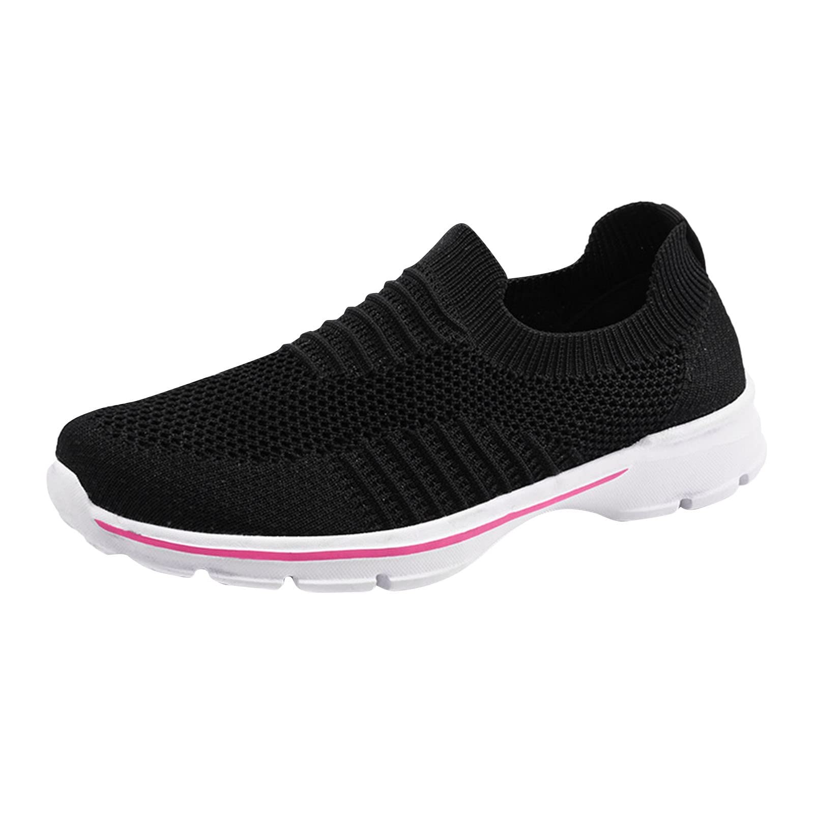Breathable Mesh Women's Casual Sneakers - Lightweight Slip-On Sports Shoes for Walking, Running & Gym - Soft Sole Comfortable Ladies Slide-On Sneakers (Black, Size 8) | Perfect for Workout, Travel & Everyday Wear