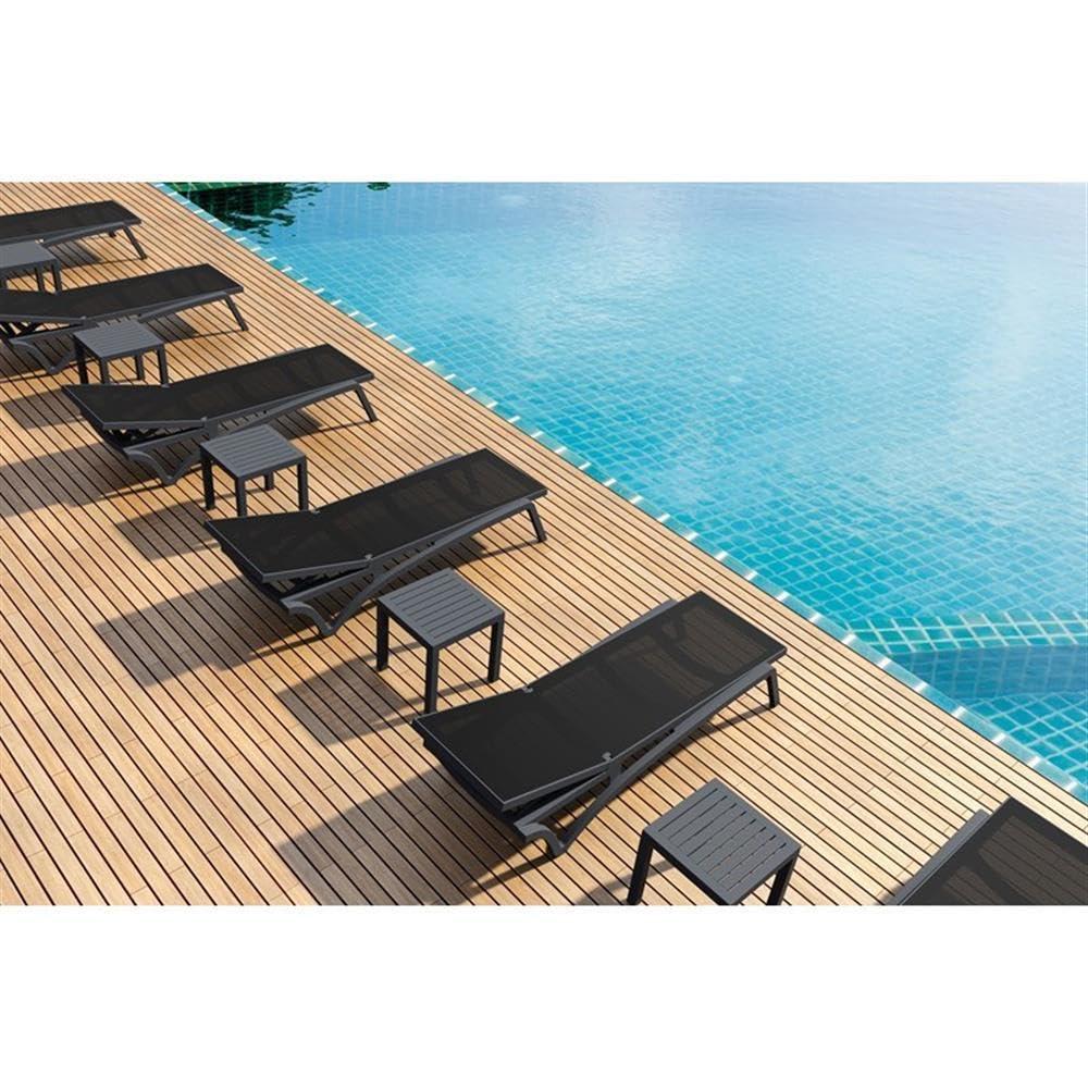 Dark Gray Resin Patio Side Table Set - 2-Piece Square Outdoor Furniture for Poolside, Garden & Deck Use