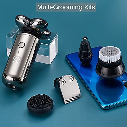 5-in-1 Rechargeable Electric Razor for Men with Digital Display - Wet/Dry Beard Trimmer, Bald Shaver & Body Groomer - Perfect for Travel, Home & Gym Use