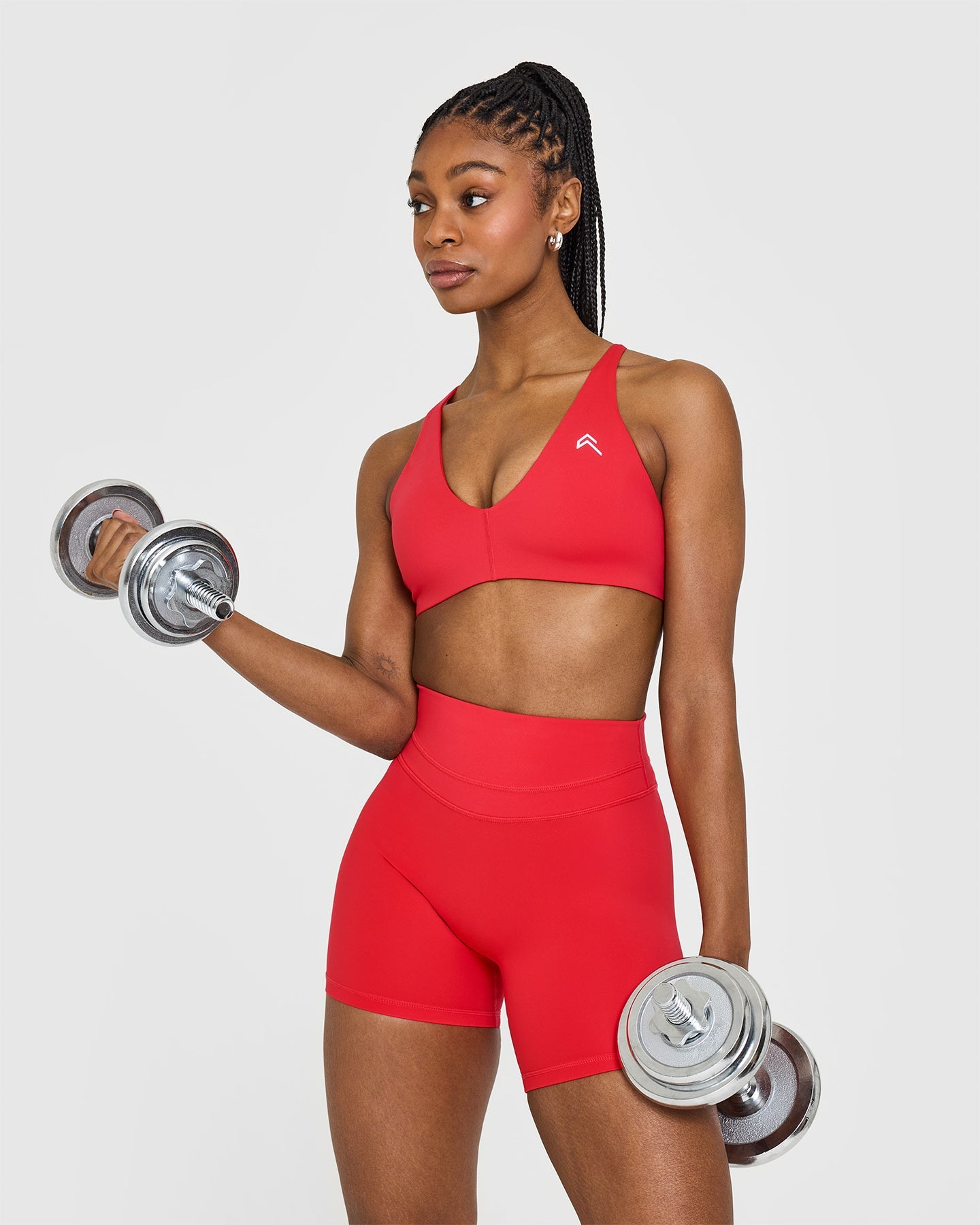 High Waisted Workout Shorts for Women - Muscle Mommy Red | 6-Pack | Gym, Running & Yoga Activewear
