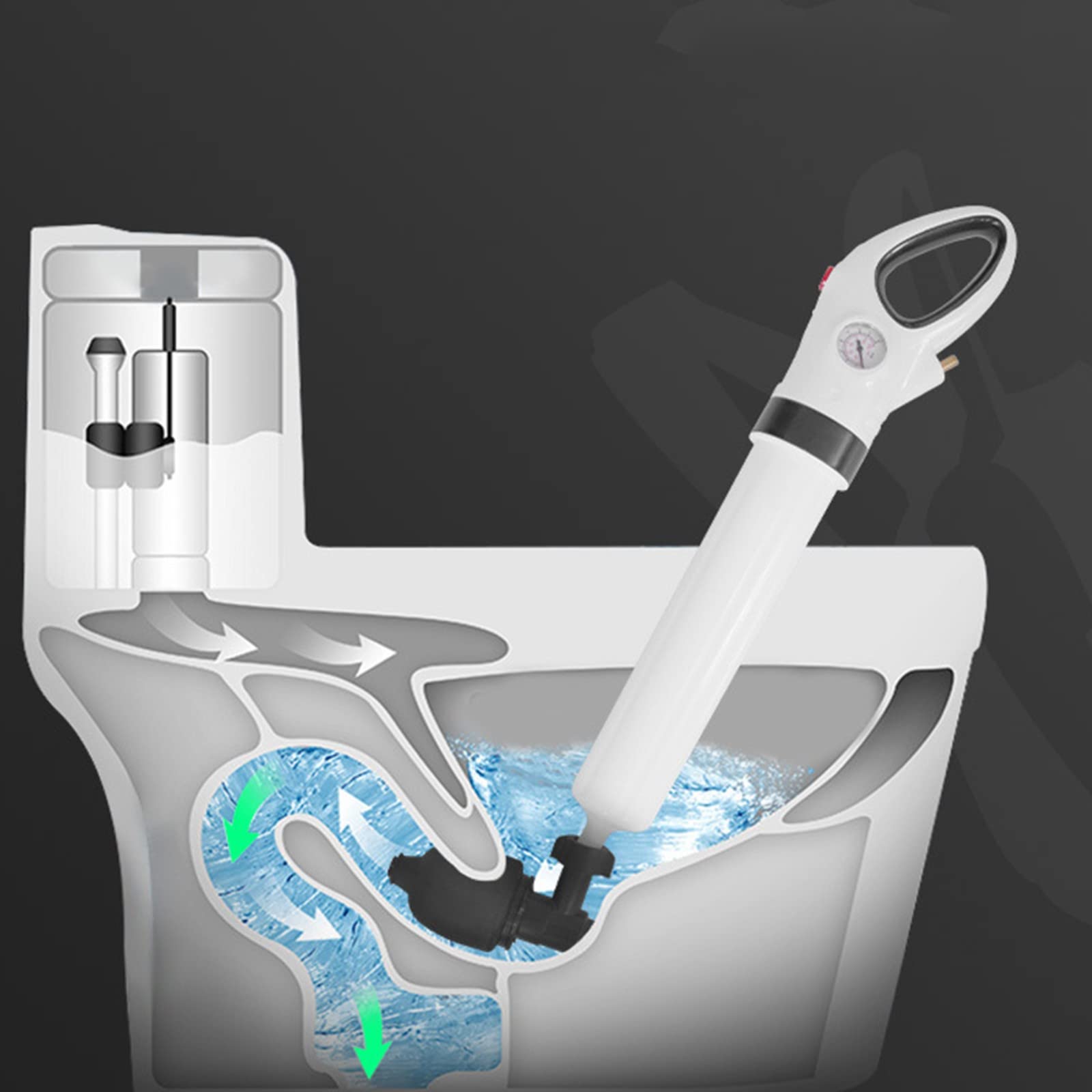 High Pressure Air Drain Blaster Gun - Powerful Toilet Plunger & Drain Unblocker for Clogged Sinks, Showers, Bathtubs - Fast & Efficient Drain Cleaner for Home Plumbing Maintenance