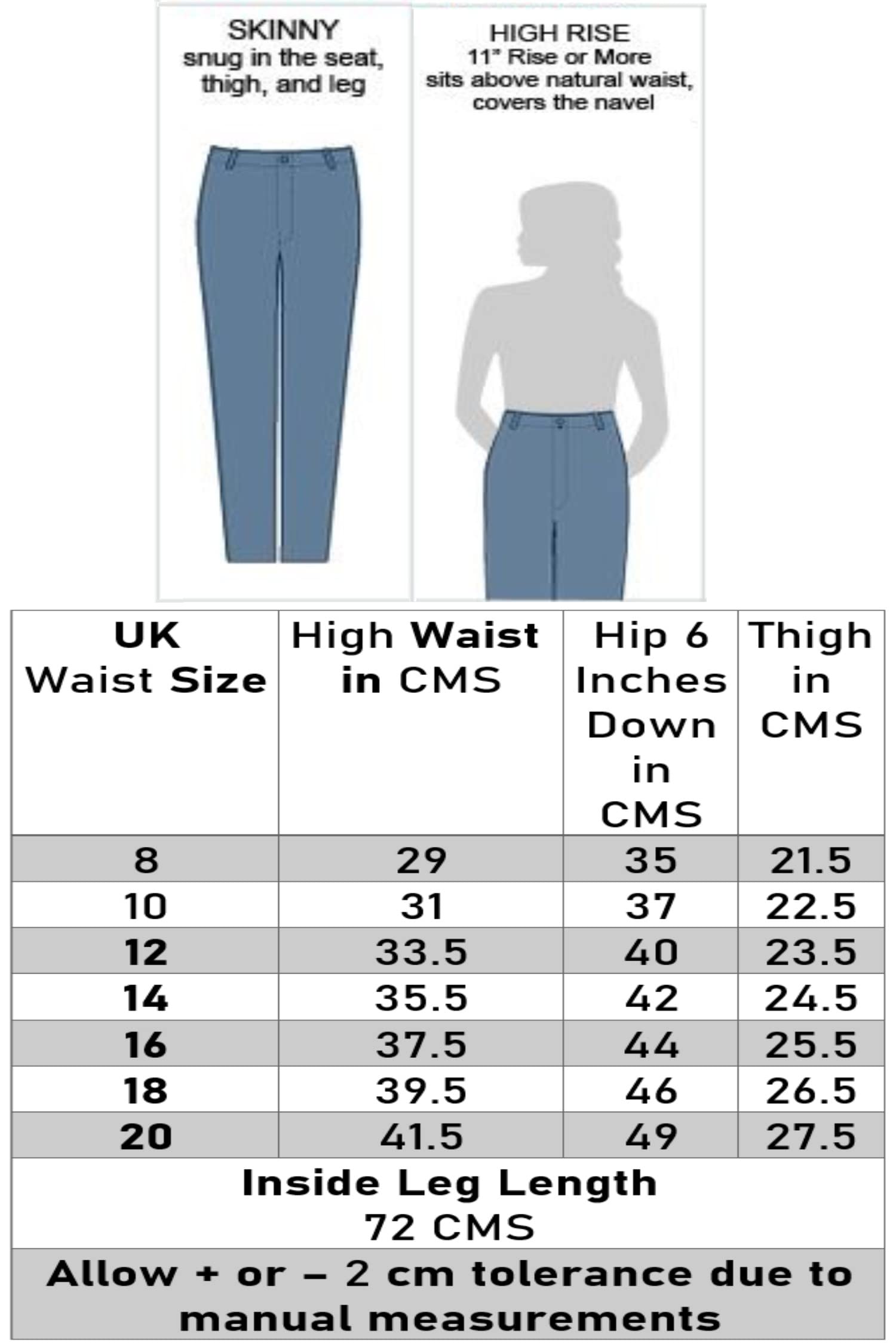 MYT Women's High Waist Skinny Jeans - Stretch Denim Pants UK 8-20 for Work & Casual Wear