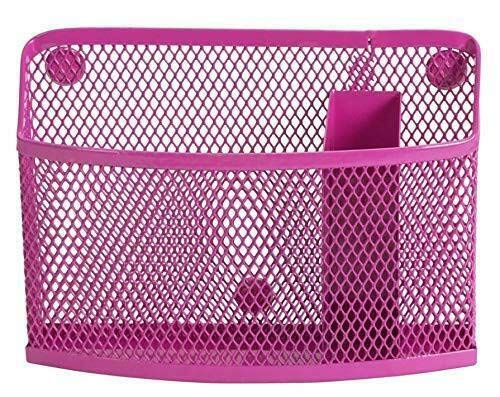 Magnetic Locker Bin - Fuchsia Desk Organizer for Office & School | Pencil Case, Pen Holder & Storage Box | Perfect for Workspace, Study Desk & Locker Organization