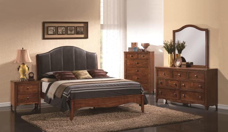 Myco Furniture VN2906M Cherry Vivon Mirror - Elegant Wall Mirror for Bedroom, Living Room & Entryway Decor - Vintage Style Home Accent with Cherry Wood Frame