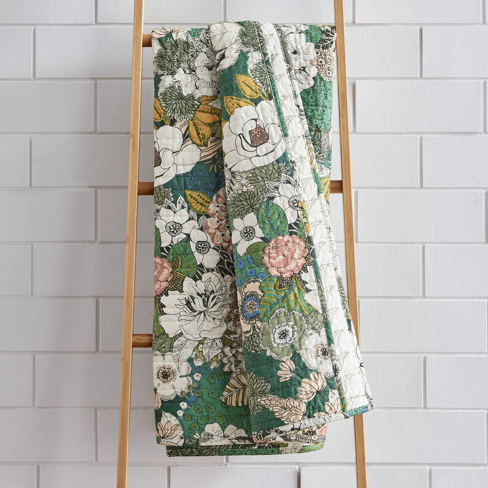 Bettina Floral Quilted Throw Blanket - Soft Lightweight Decorative Couch Cover for Sofa, Bed, or Outdoor Picnic - Cozy Home Decor Gift