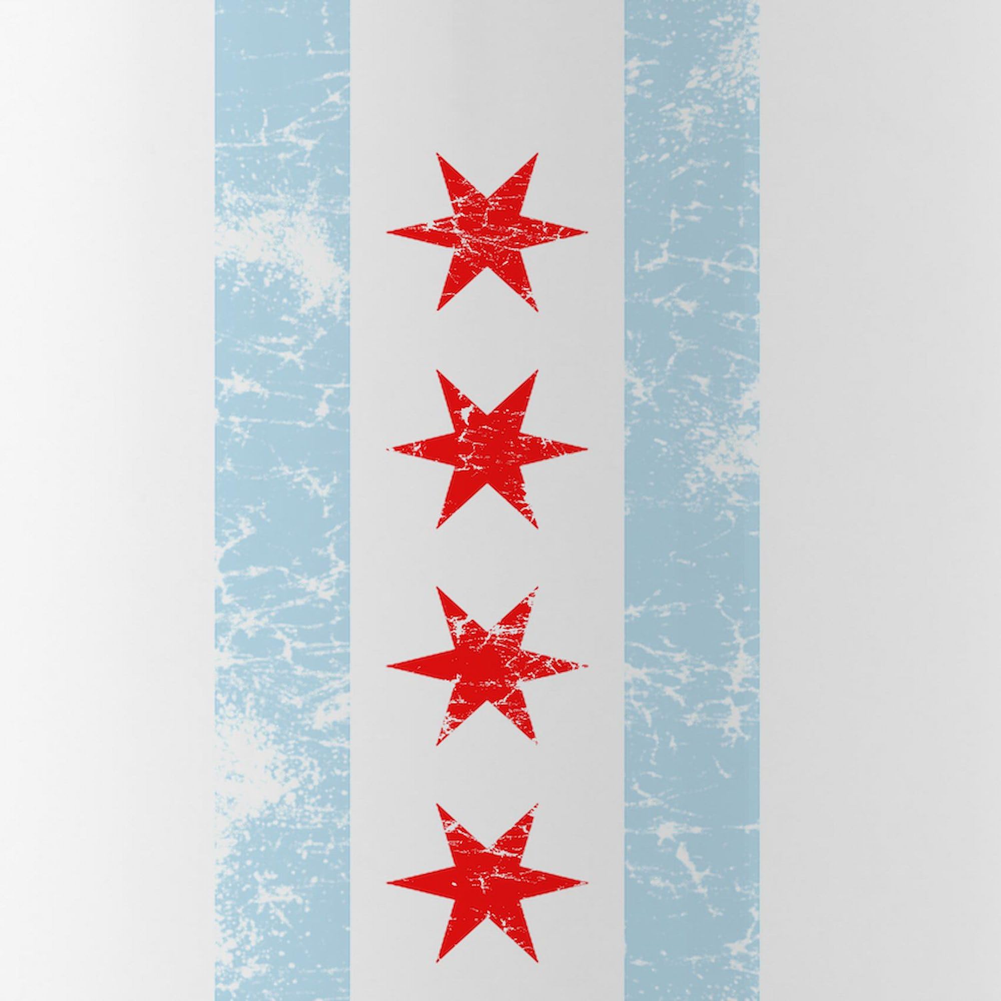 Chicago Flag Distressed Stainless Steel Water Bottle - 34oz (1.0L) Insulated Travel Mug | Durable & Leak-Proof for Gym, Hiking & Office Use