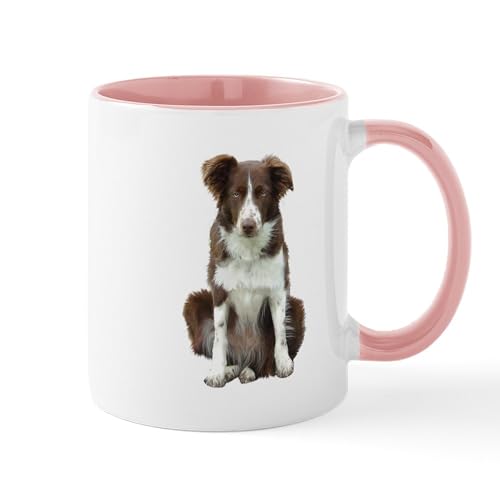 White/Pink Inside - Border Collie (Brwn) Mug