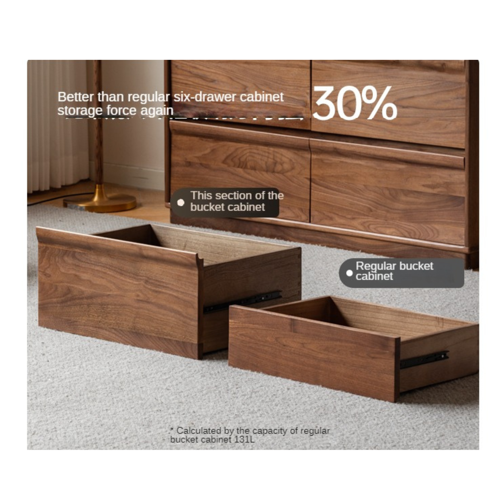 Solid Black Walnut Wood Dresser - 6-Drawer Bedroom Storage Furniture for Master Bedroom, Guest Room & Nursery Organization