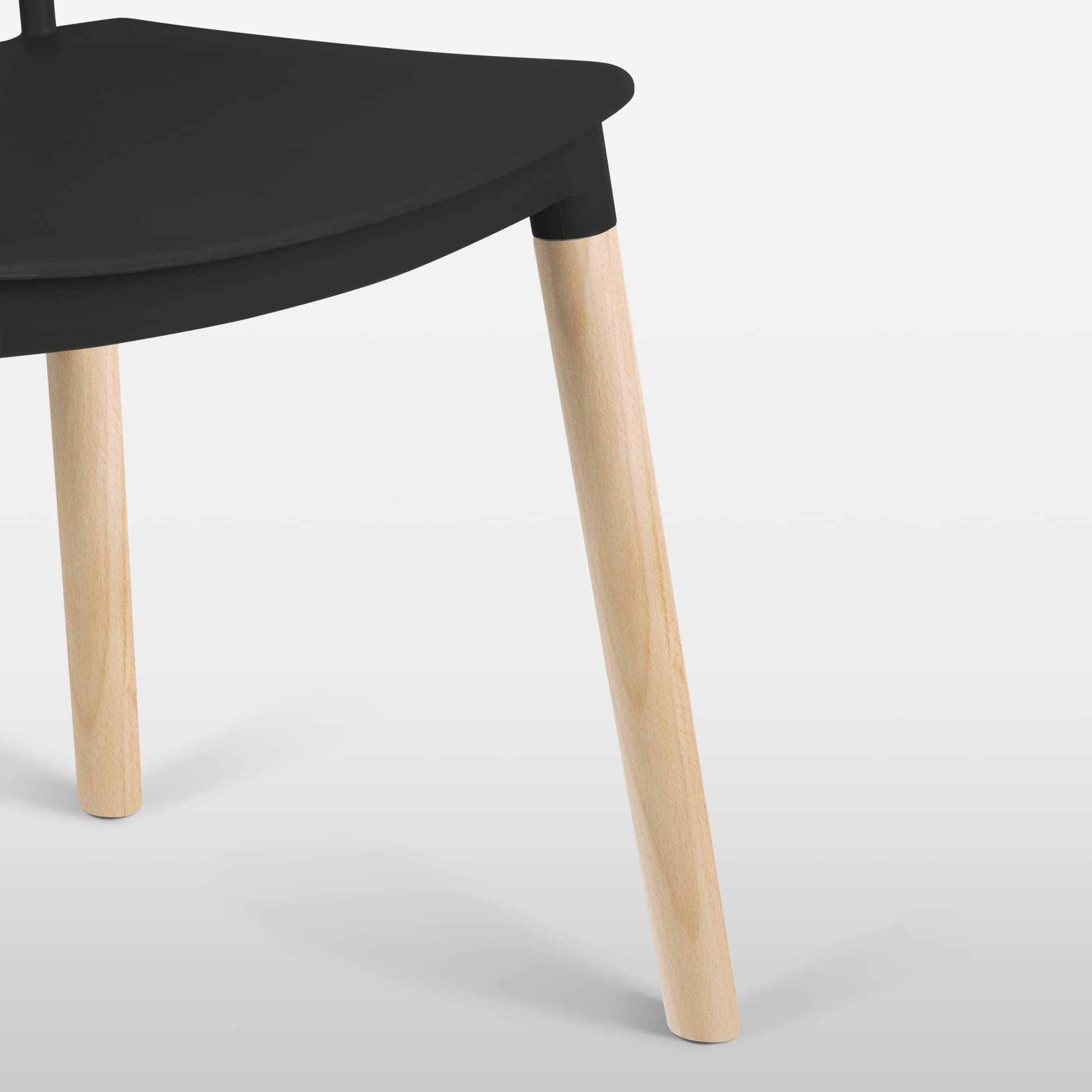 Modern Plastic Armless Dining Chairs with Wooden Legs - Set of 4 Contemporary Stackable Side Chairs for Kitchen, Dining Room, Restaurant, Cafe, Office & Home Decor - Perfect for Small Spaces and Modern Interior Design