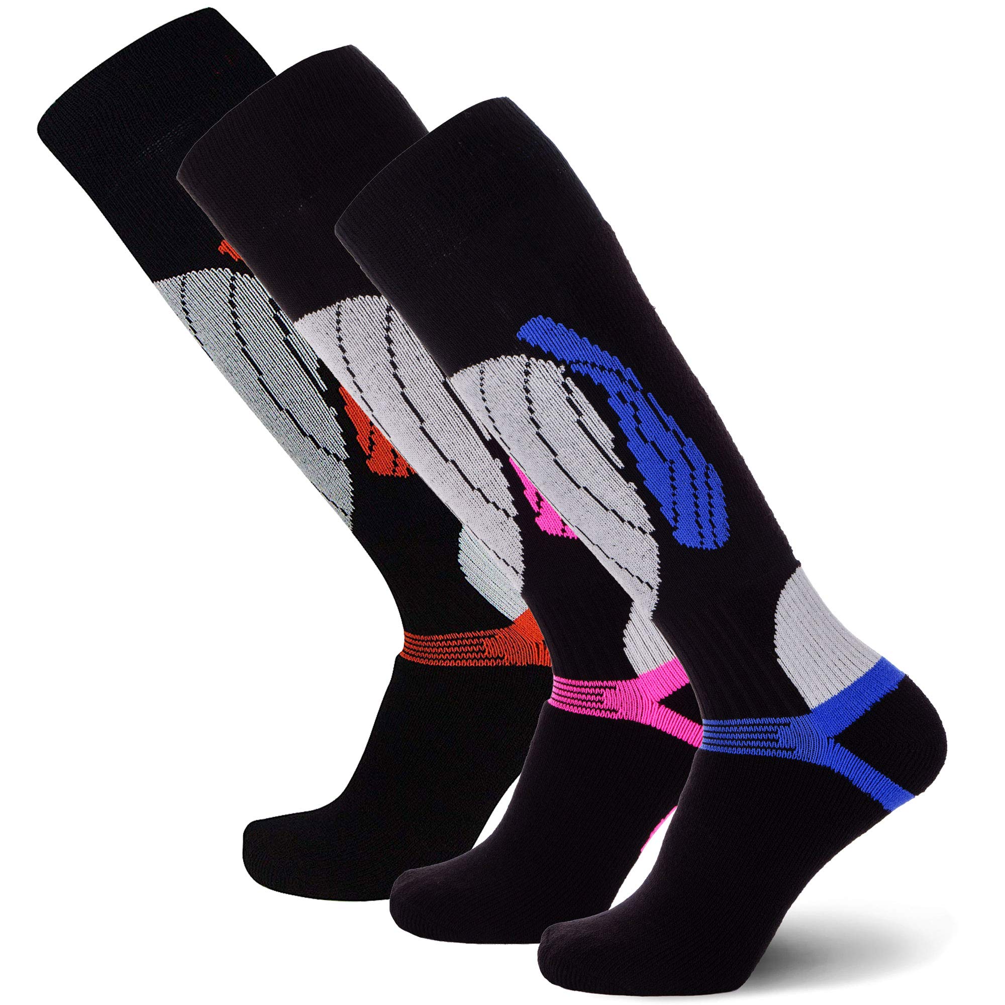 Elite Wool Race Ski Socks for Men & Women - Thermal Comfortable Snowboard Skiing Socks with Cushioning - Perfect for Winter Sports, Hiking & Cold Weather Activities