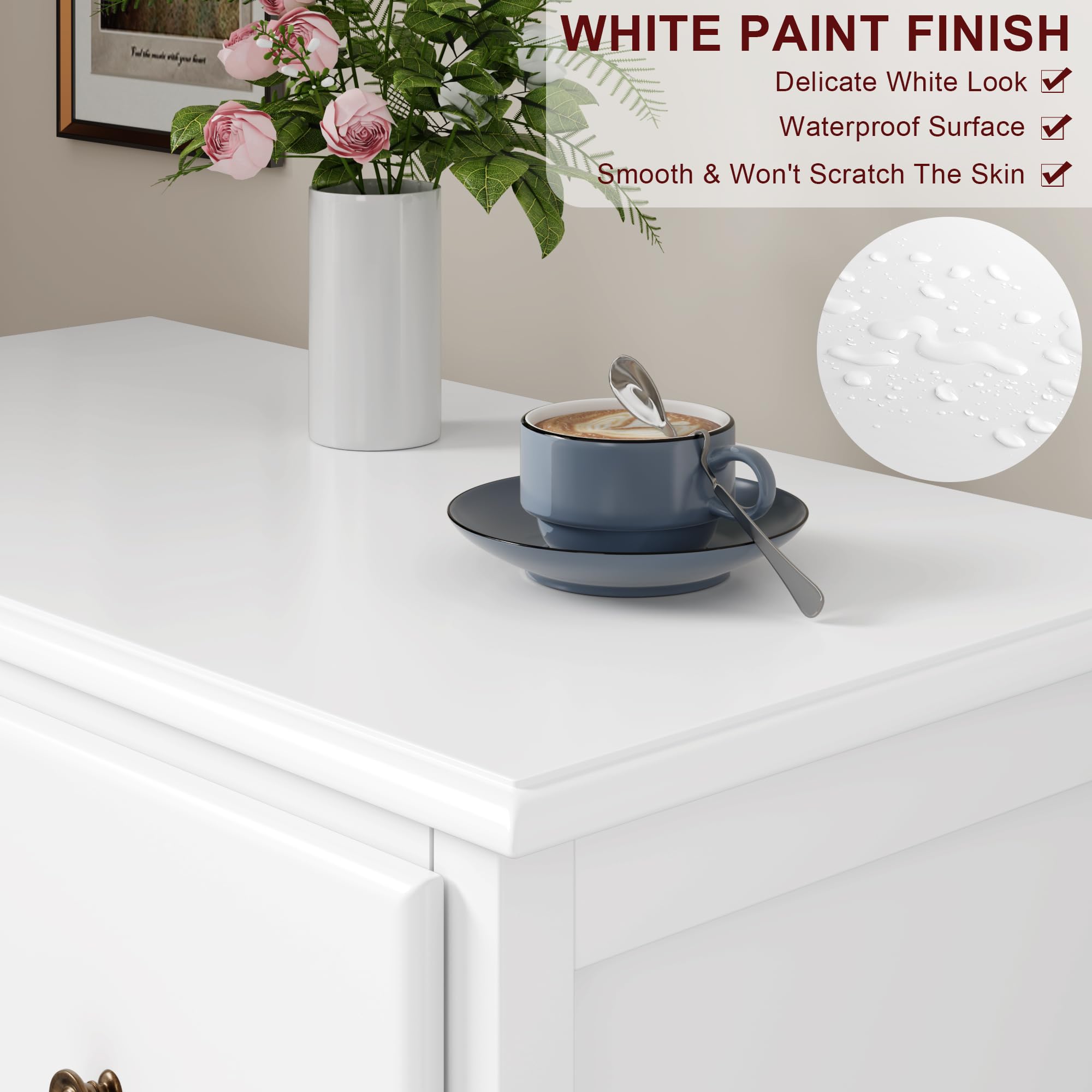 HOUSUIT White Dresser with 4 Drawers - Modern Tall Wooden Chest Storage Cabinet for Bedroom, Living Room, Hallway & Home Office - Ivory White Dresser Organizer for Clothes, Accessories & Home Decor