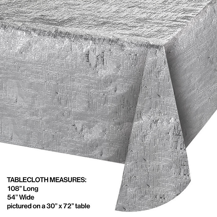 12-Piece Bulk Silver Metallic Table Covers - Disposable Party Decorations for Weddings, Birthdays & Events