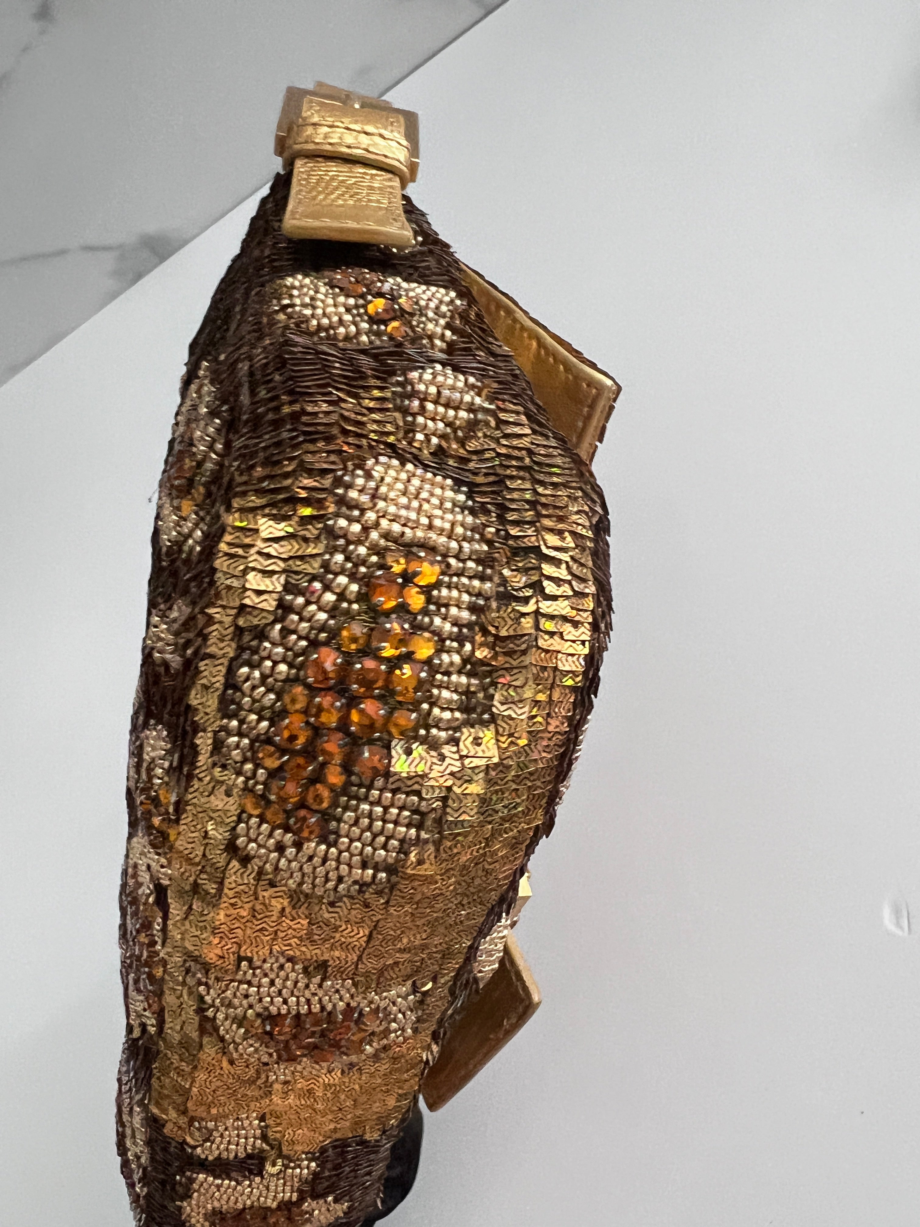 Fendi Gold Grape Sequin Baguette Bag - Luxury Designer Handbag for Women | Perfect for Parties, Weddings & Evening Events