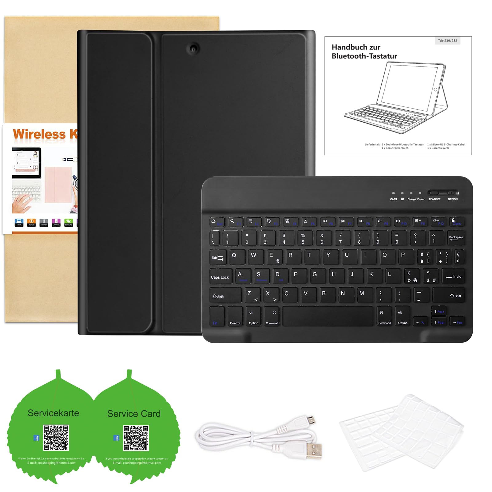 HOTLIFE Magnetic Detachable Bluetooth Keyboard Case for iPad 10.2 (7th/8th/9th Gen 2019-2021), iPad Pro 10.5 & iPad Air 3 - Italian Layout Wireless Keyboard Cover (Black) | Perfect for Work, Study & Travel