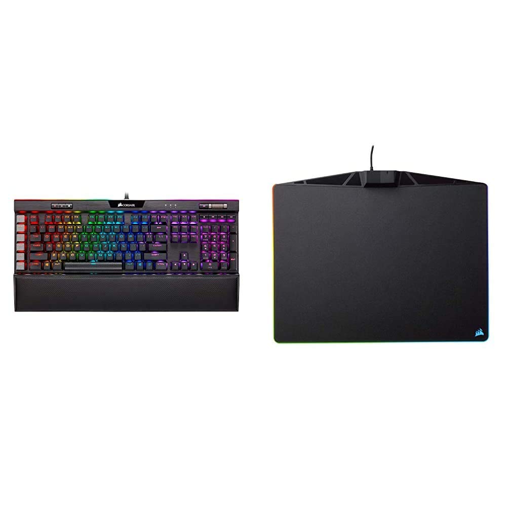 Corsair K95 RGB Platinum XT Mechanical Gaming Keyboard with RGB Backlit & MM800 Polaris RGB Mouse Pad - 15 RGB LED Zones, USB Pass Through - High-Performance Gaming Keyboard & Mouse Pad Combo for PC, Mac, PS5, Xbox - Perfect for FPS, MMO, and Esports Gaming