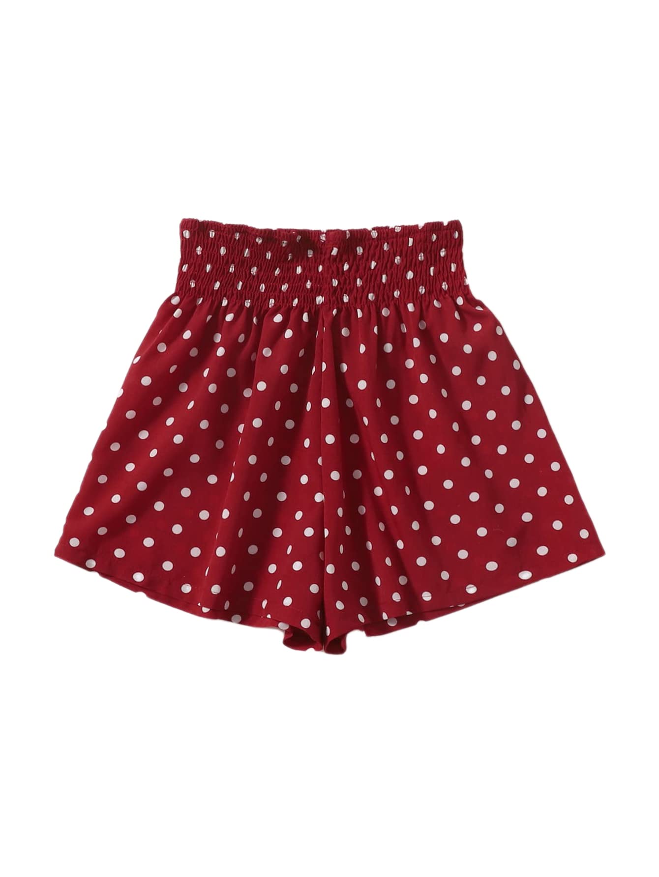 Milumia Girls' Boho Polka Dot Elastic High Waist Wide Leg Shorts - Stylish Summer Casual Shorts for Teen Girls, Perfect for Beach, Vacation and Everyday Wear