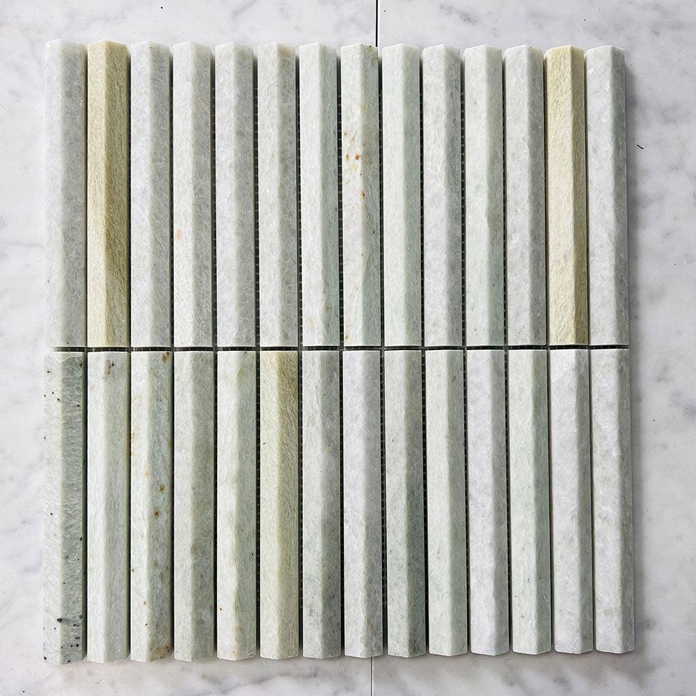Athena Triangle Ming Green 152x20x12 Honed Marble Mosaic Tile (Per Sheet) - Perfect for Bathroom Backsplash, Kitchen Wall, and Shower Floor Decor