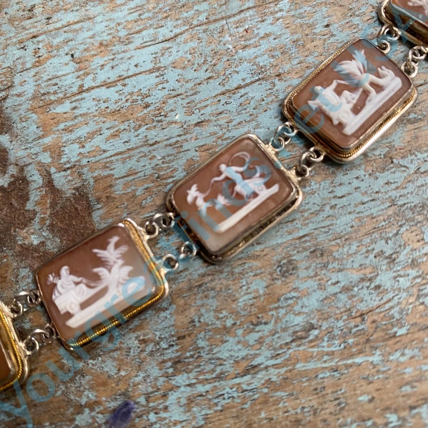 Vintage 7 Cameo Sterling Silver Bracelet for Women - Elegant Antique Jewelry Gift for Birthday, Anniversary & Special Occasions