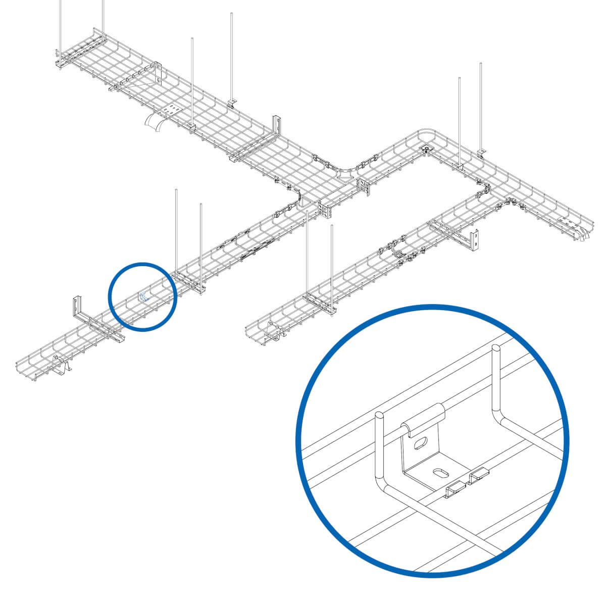 Tripp Lite SRWBWALLBRKTLD Light Wall Bracket & Horn Bracket for Small Wire Mesh Cable Trays - Perfect for Data Center, Server Room & Office Cable Management