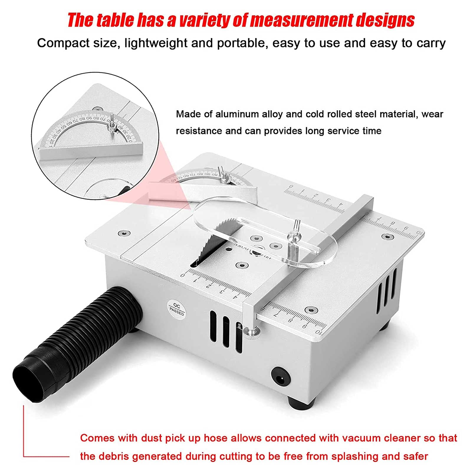 Mini Table Saw - Portable Desktop Precision Saw with Adjustable Speed & Angle for Hobby Crafts | Compact Household Chainsaw for Woodworking, DIY Projects & Model Making