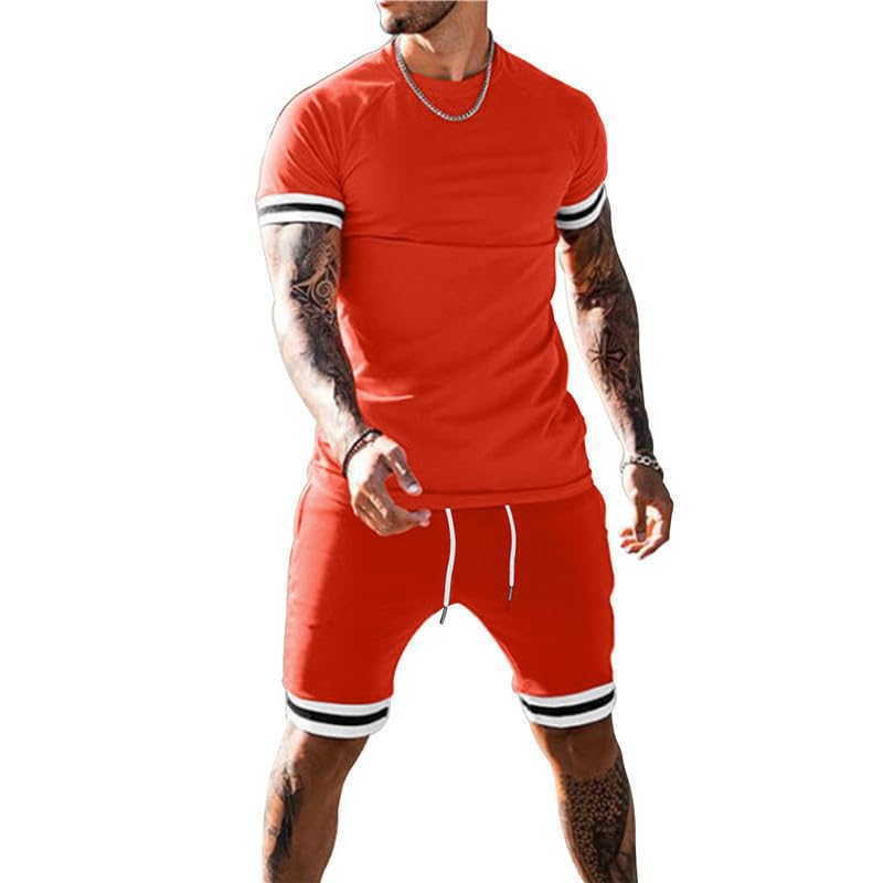 Men's 2-Piece Short Sleeve Summer Outfit Set - Casual Tracksuit with Pockets | Perfect for Beach, Gym & Everyday Wear