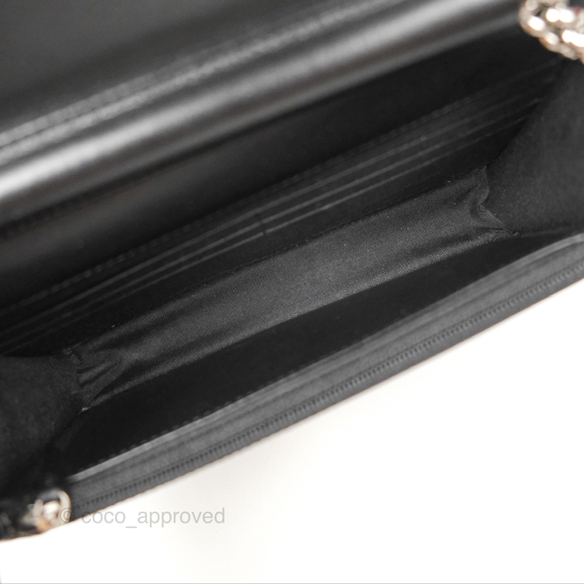 Chanel Chevron Boy Wallet on Chain WOC Black Caviar Leather with Silver Hardware - Luxury Crossbody Bag for Women, Perfect for Evening Parties & Date Nights